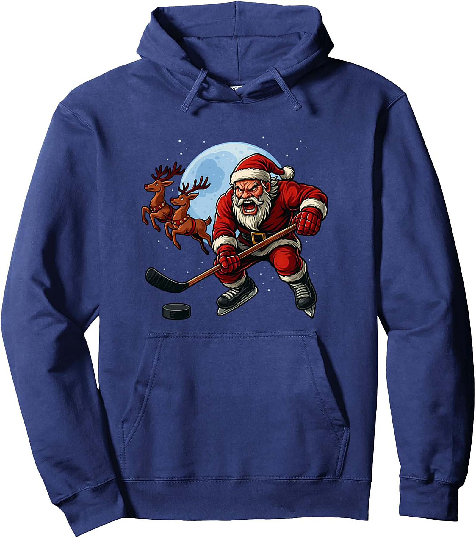 Hockey Santa Graphic Hoodie Cozy Pullover Gift