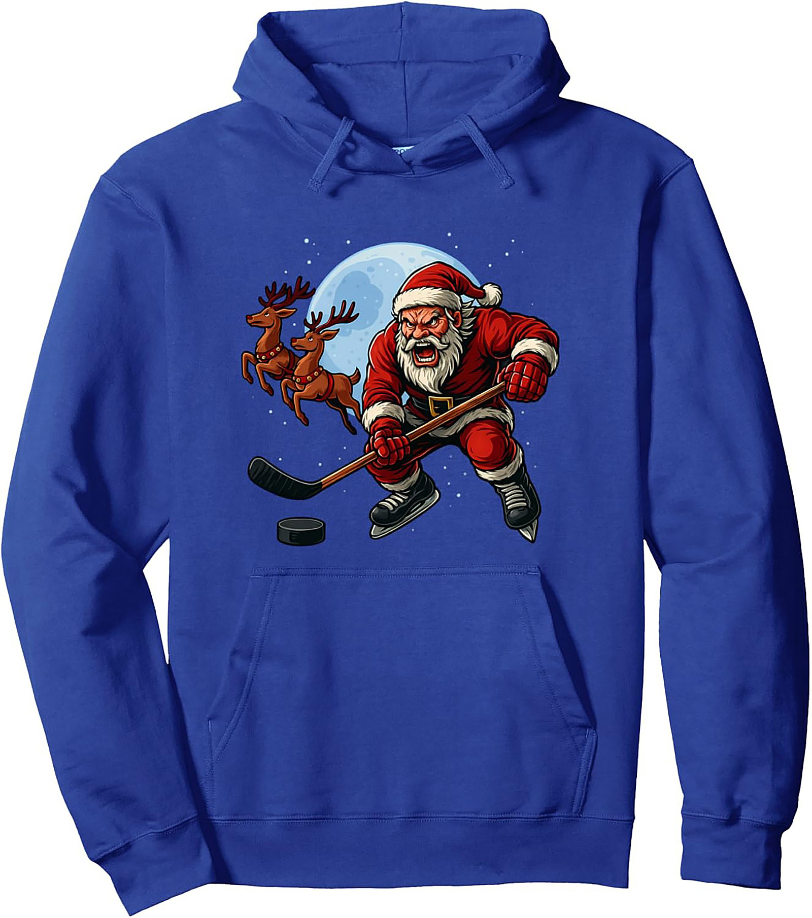 Hockey Santa Graphic Hoodie Cozy Pullover Gift