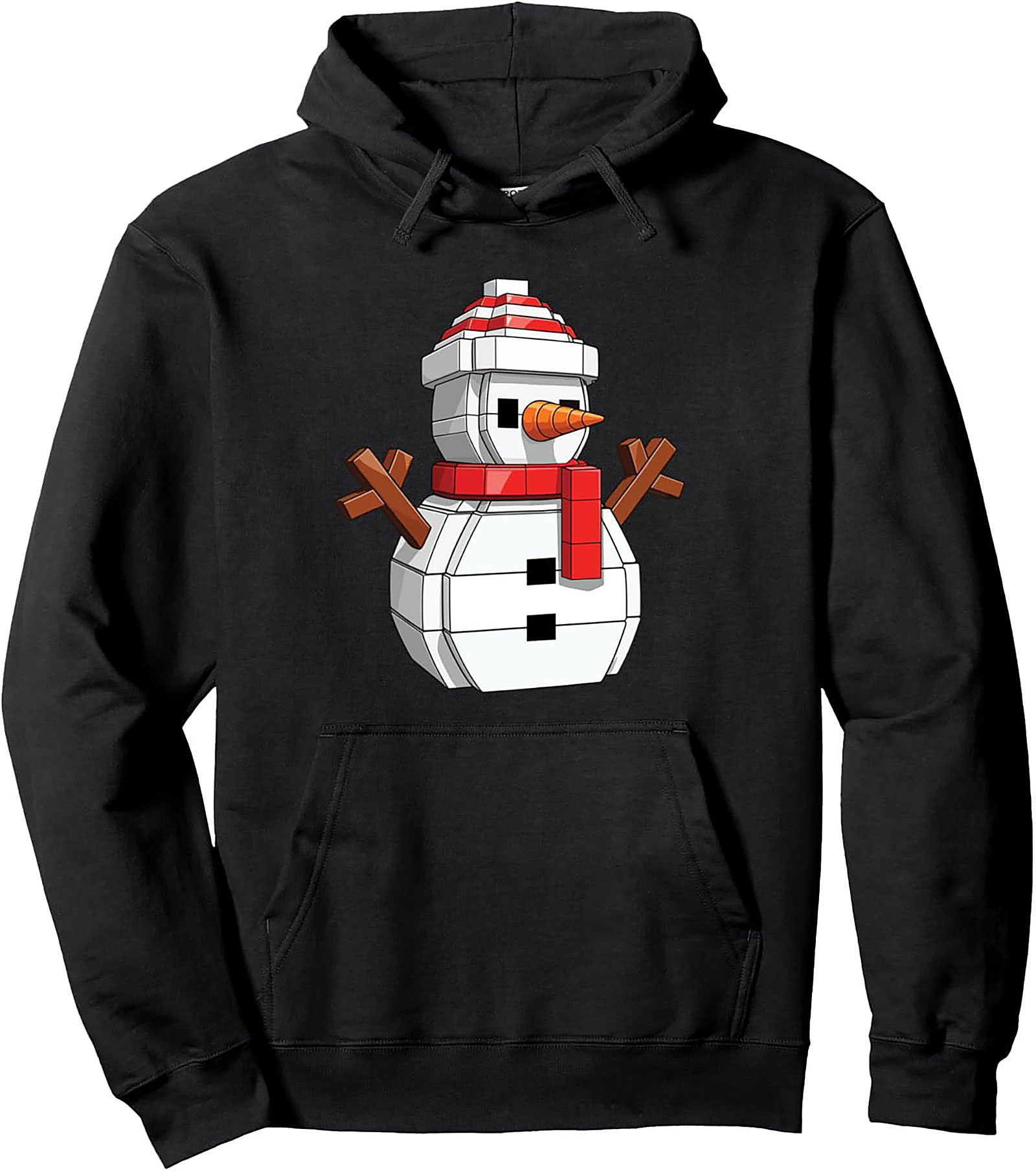 Pixel Snowman Pullover Hoodie Retro Graphic