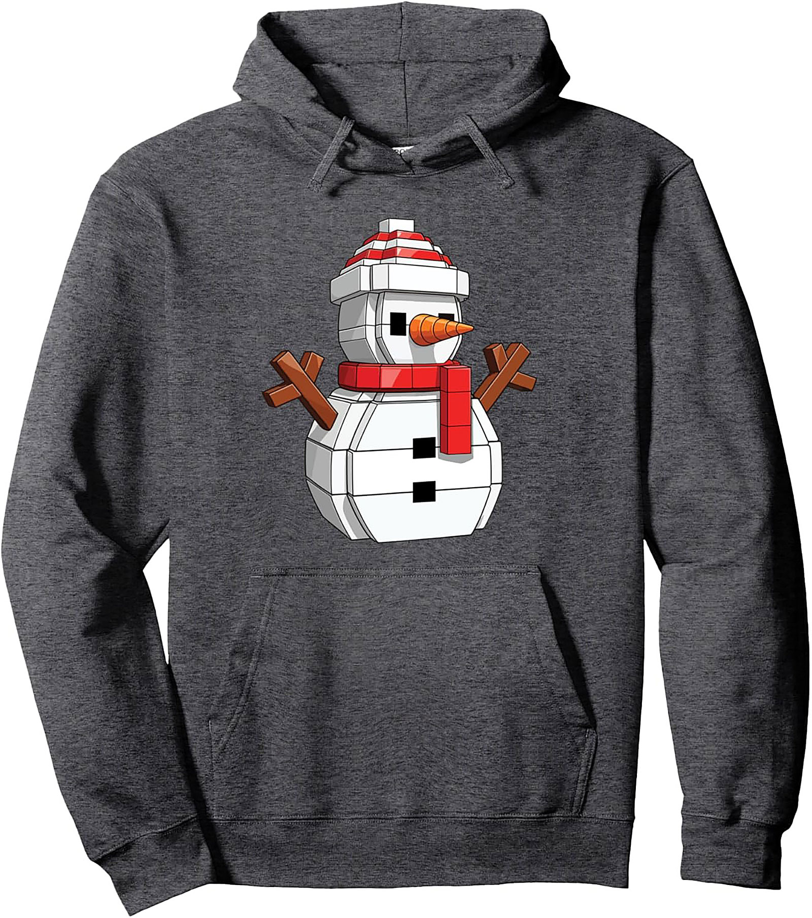 Pixel Snowman Pullover Hoodie Retro Graphic
