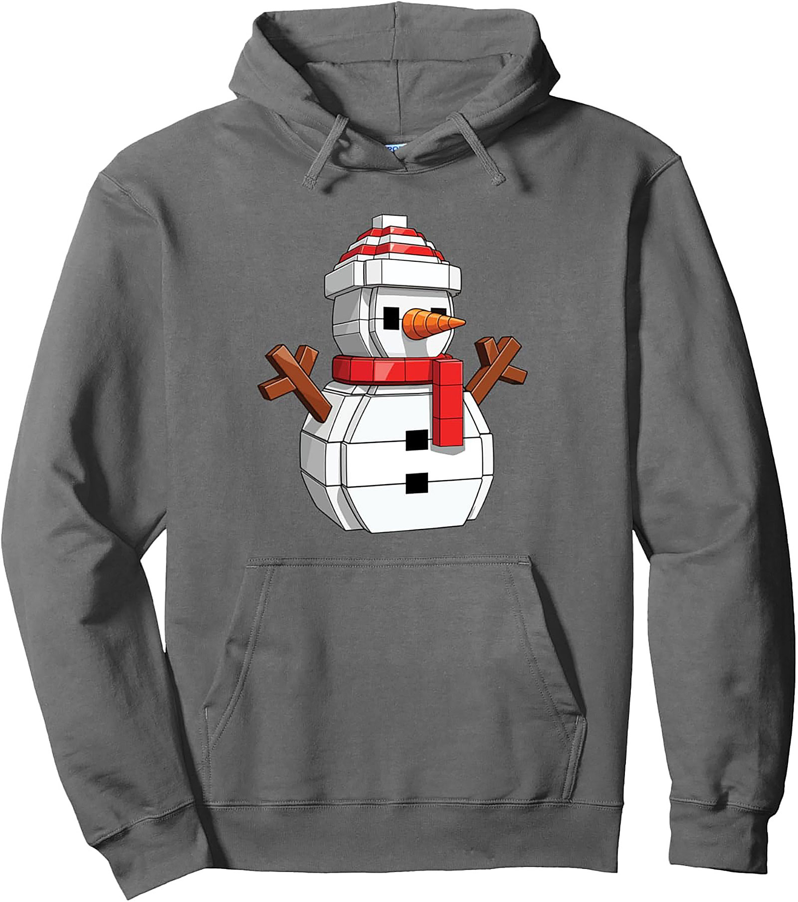 Pixel Snowman Pullover Hoodie Retro Graphic