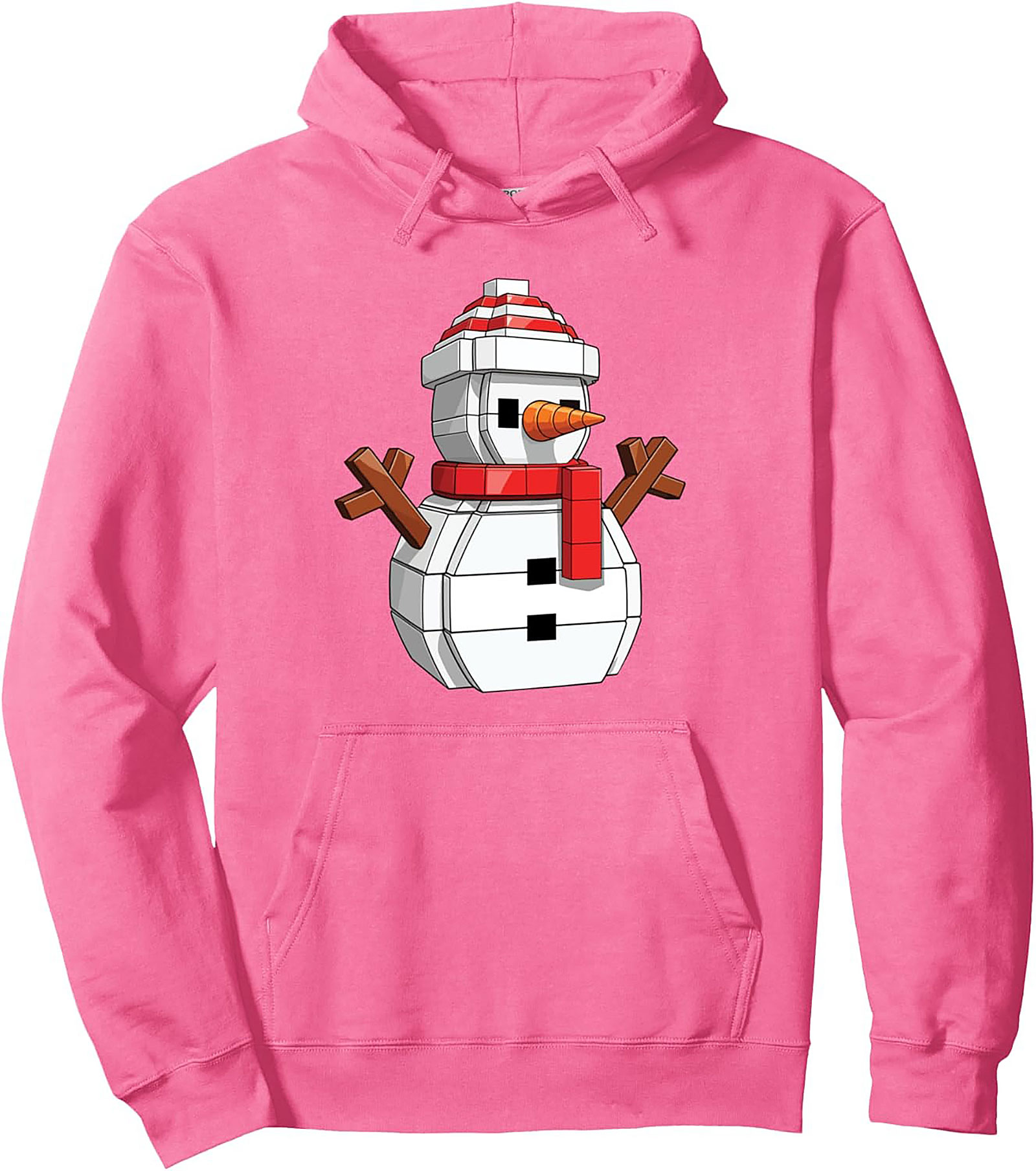 Pixel Snowman Pullover Hoodie Retro Graphic