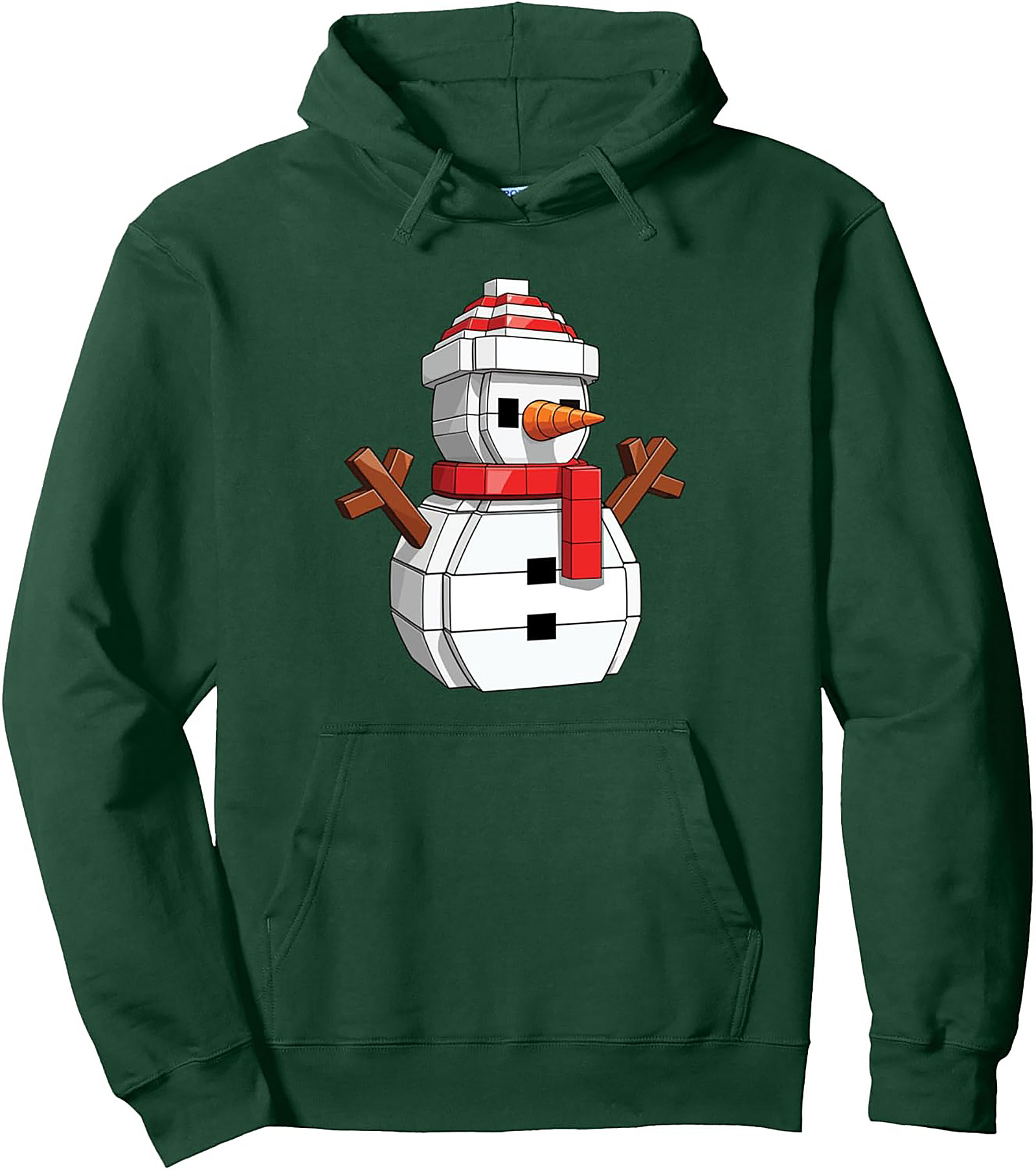 Pixel Snowman Pullover Hoodie Retro Graphic