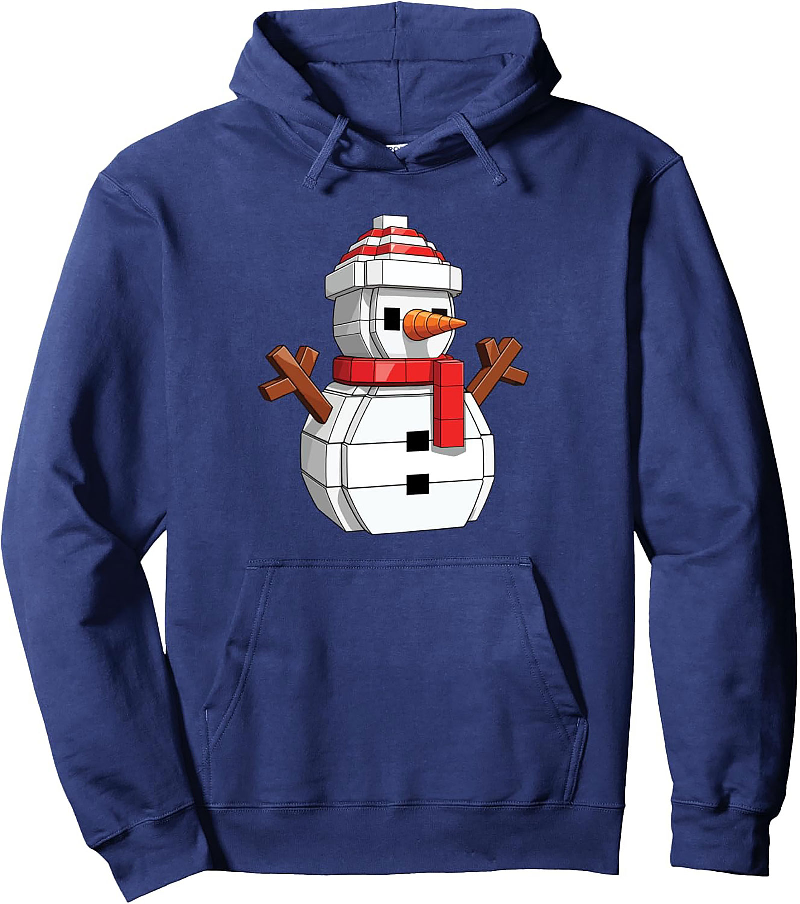 Pixel Snowman Pullover Hoodie Retro Graphic