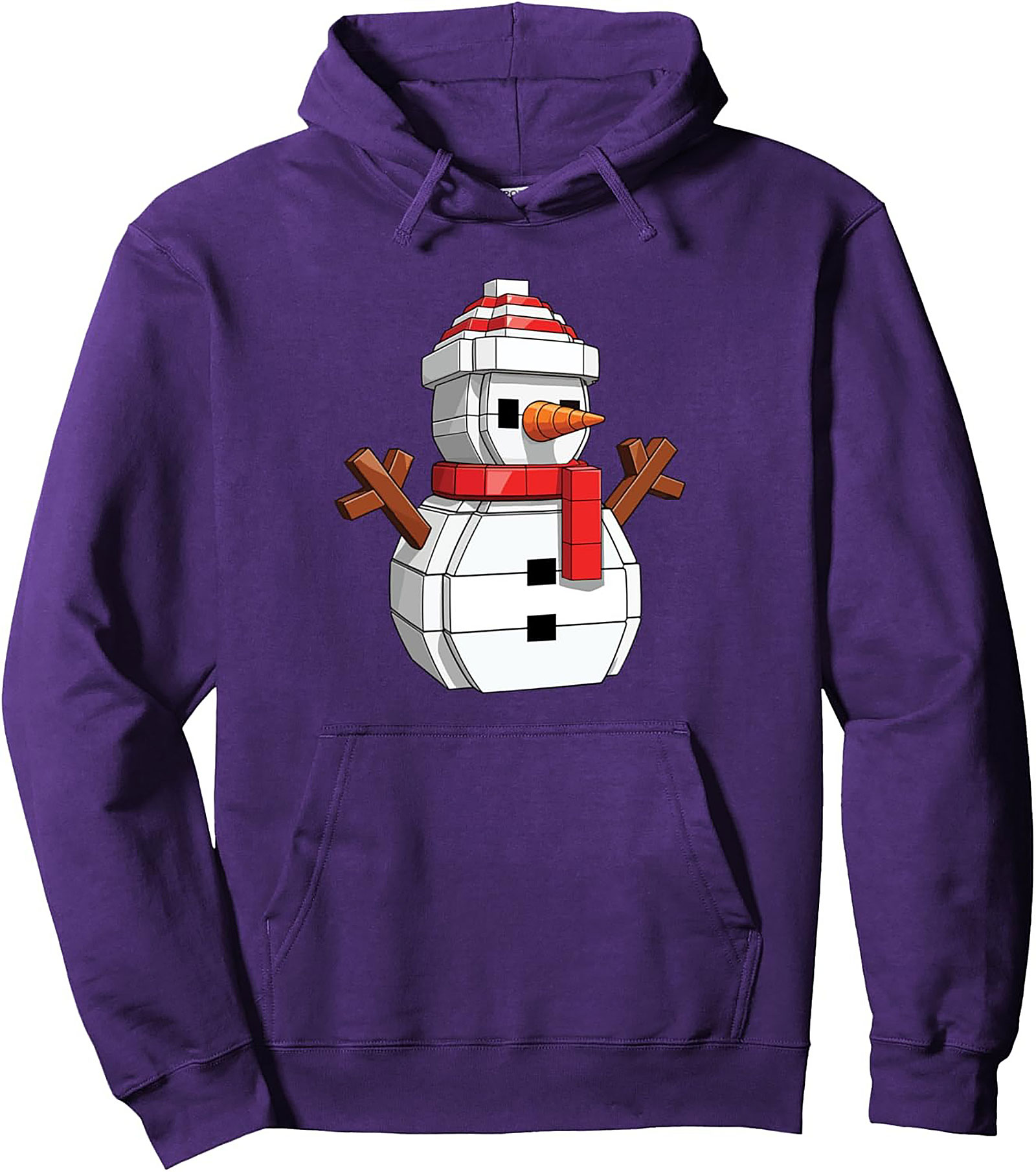 Pixel Snowman Pullover Hoodie Retro Graphic