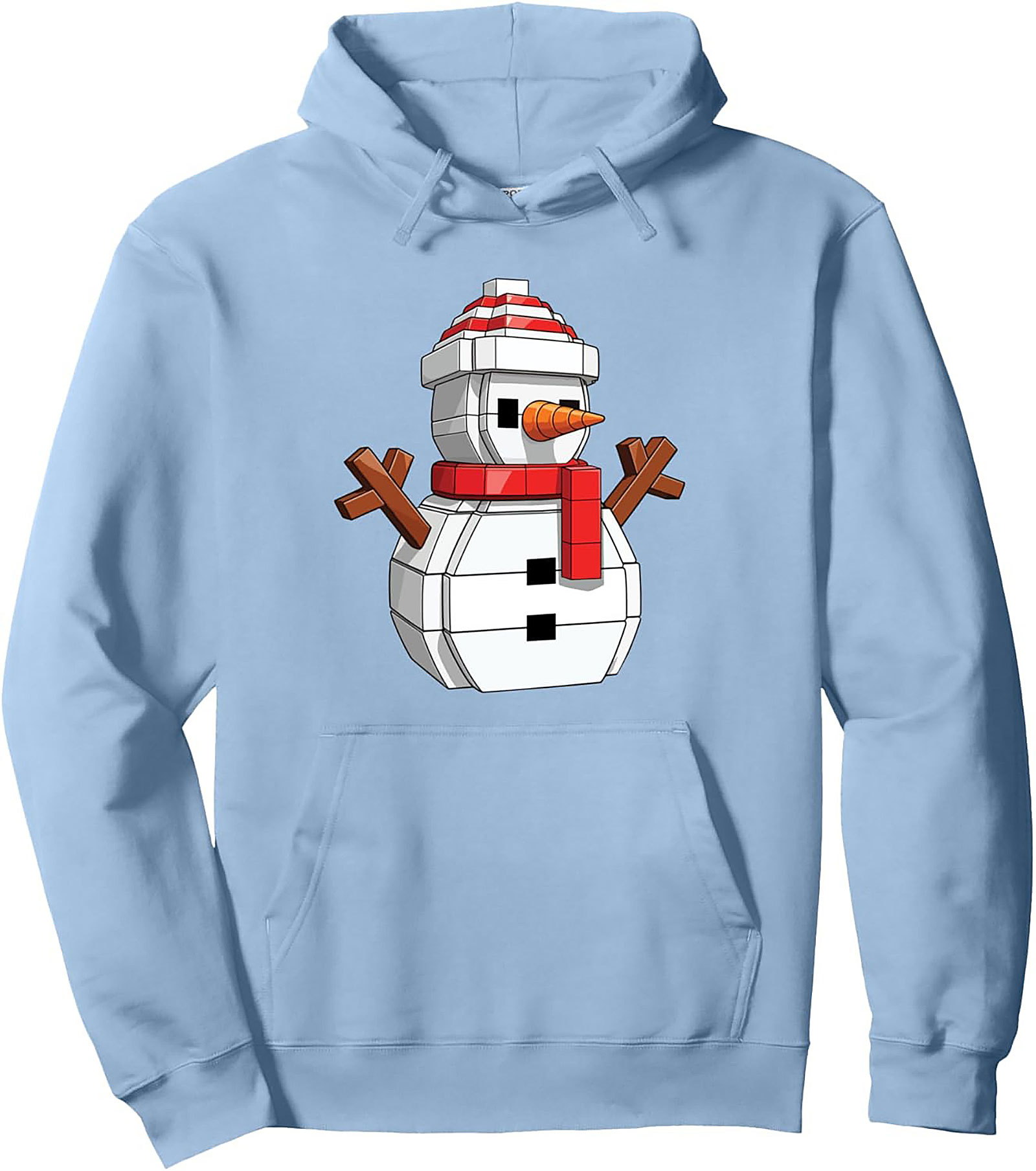 Pixel Snowman Pullover Hoodie Retro Graphic