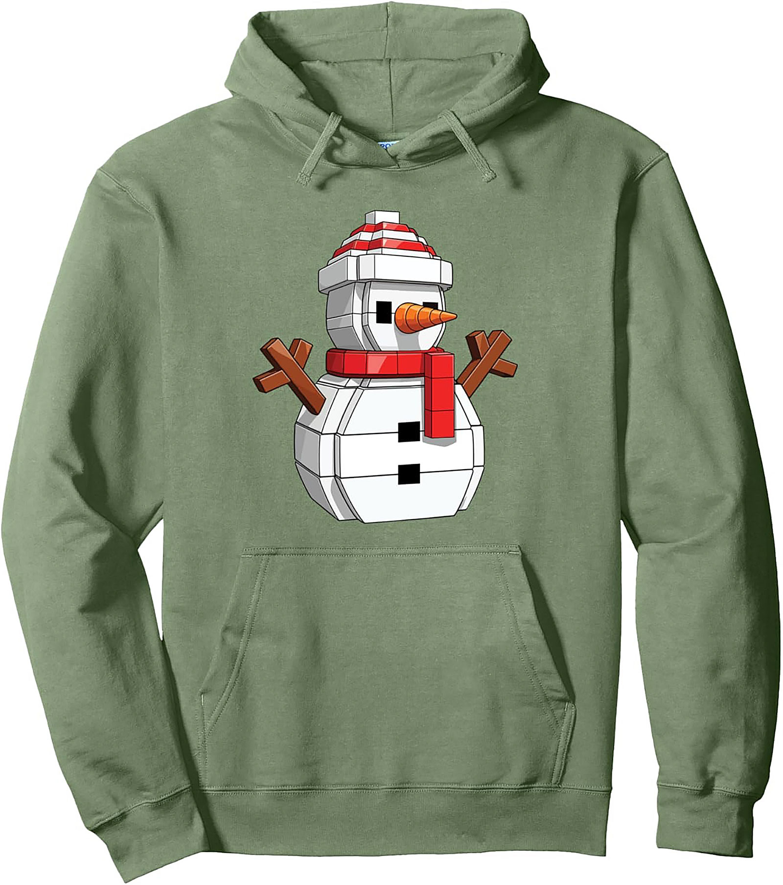 Pixel Snowman Pullover Hoodie Retro Graphic