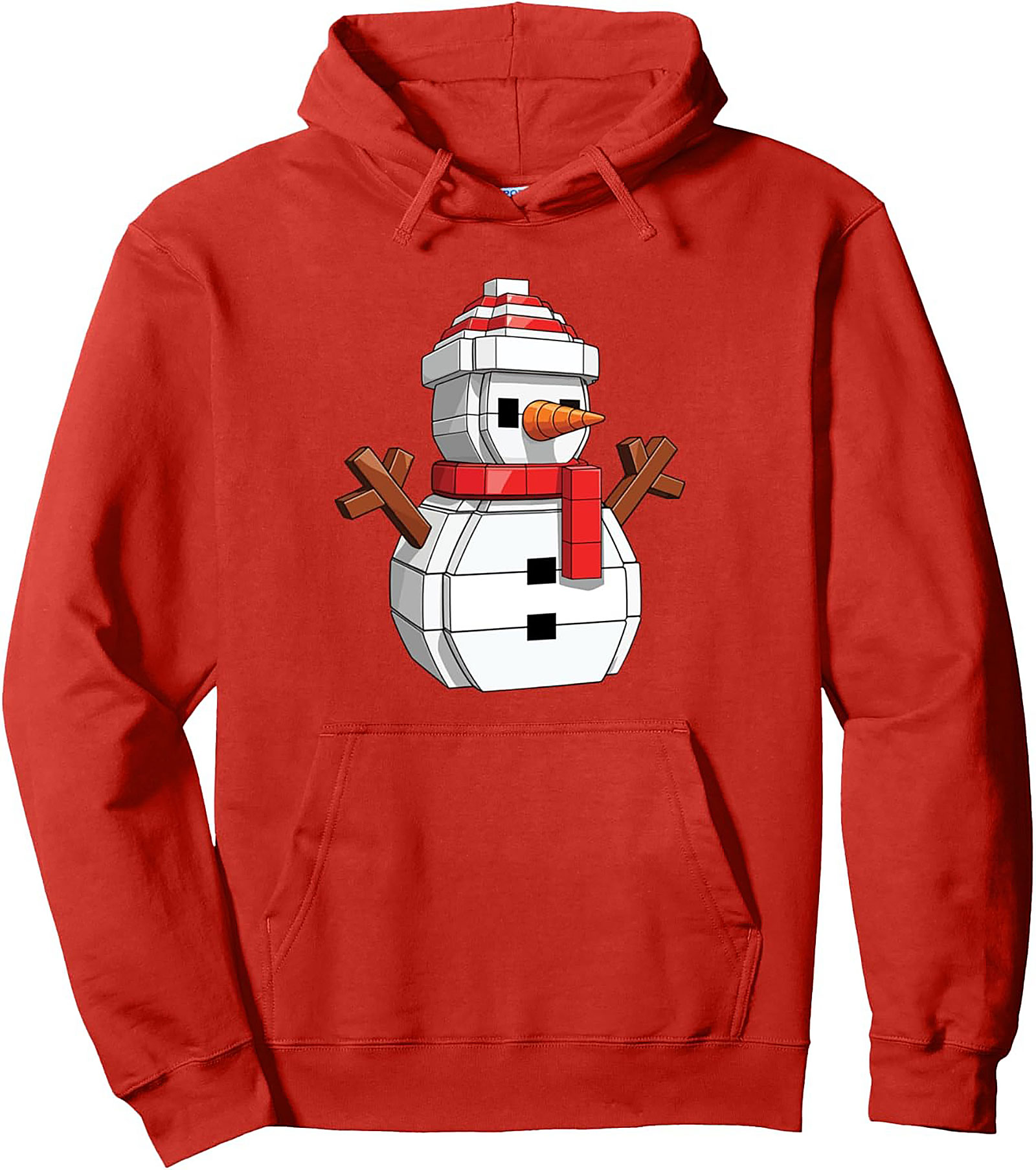 Pixel Snowman Pullover Hoodie Retro Graphic