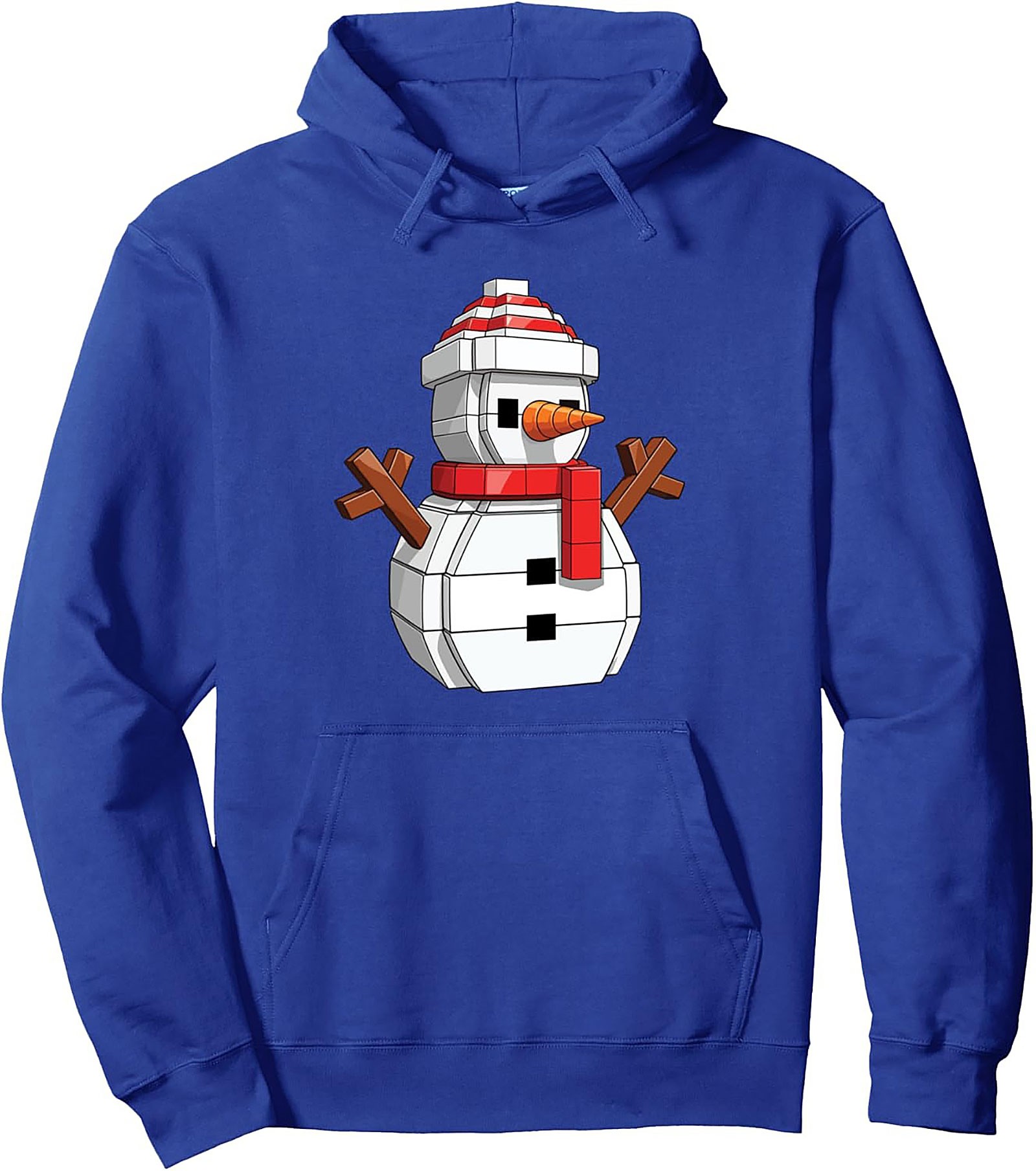 Pixel Snowman Pullover Hoodie Retro Graphic