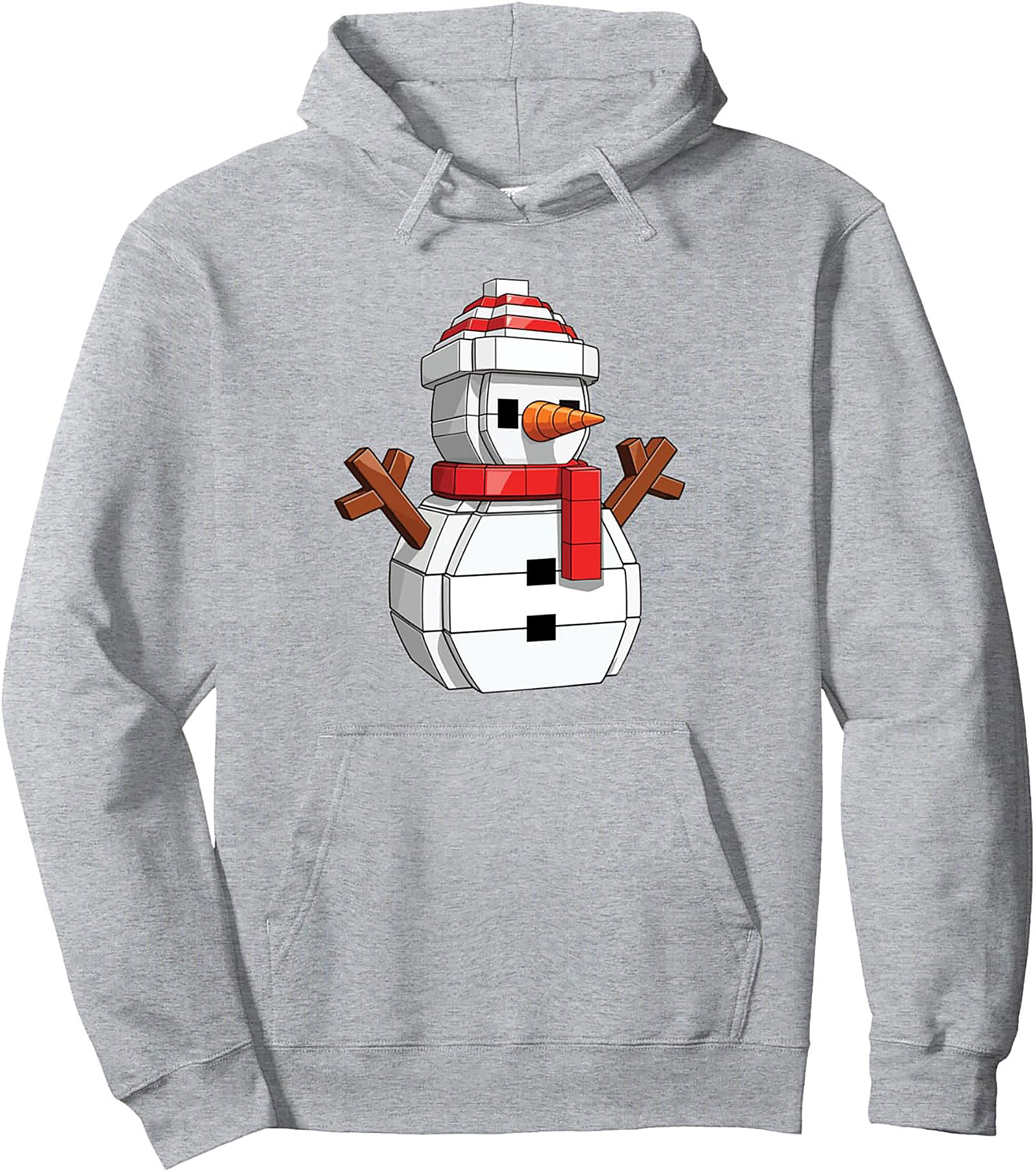 Pixel Snowman Pullover Hoodie Retro Graphic