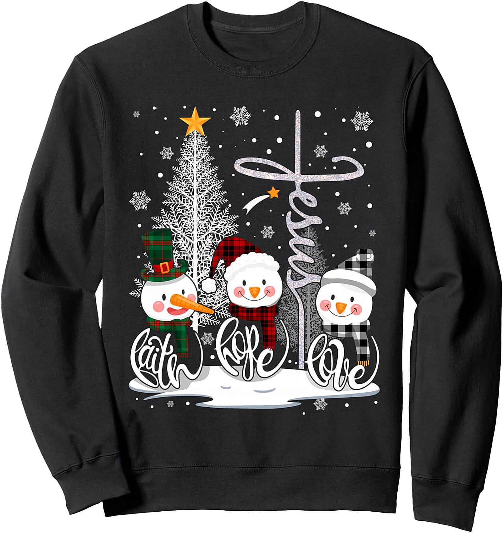 Cozy Faith Hope Love Christian Christmas Crewneck