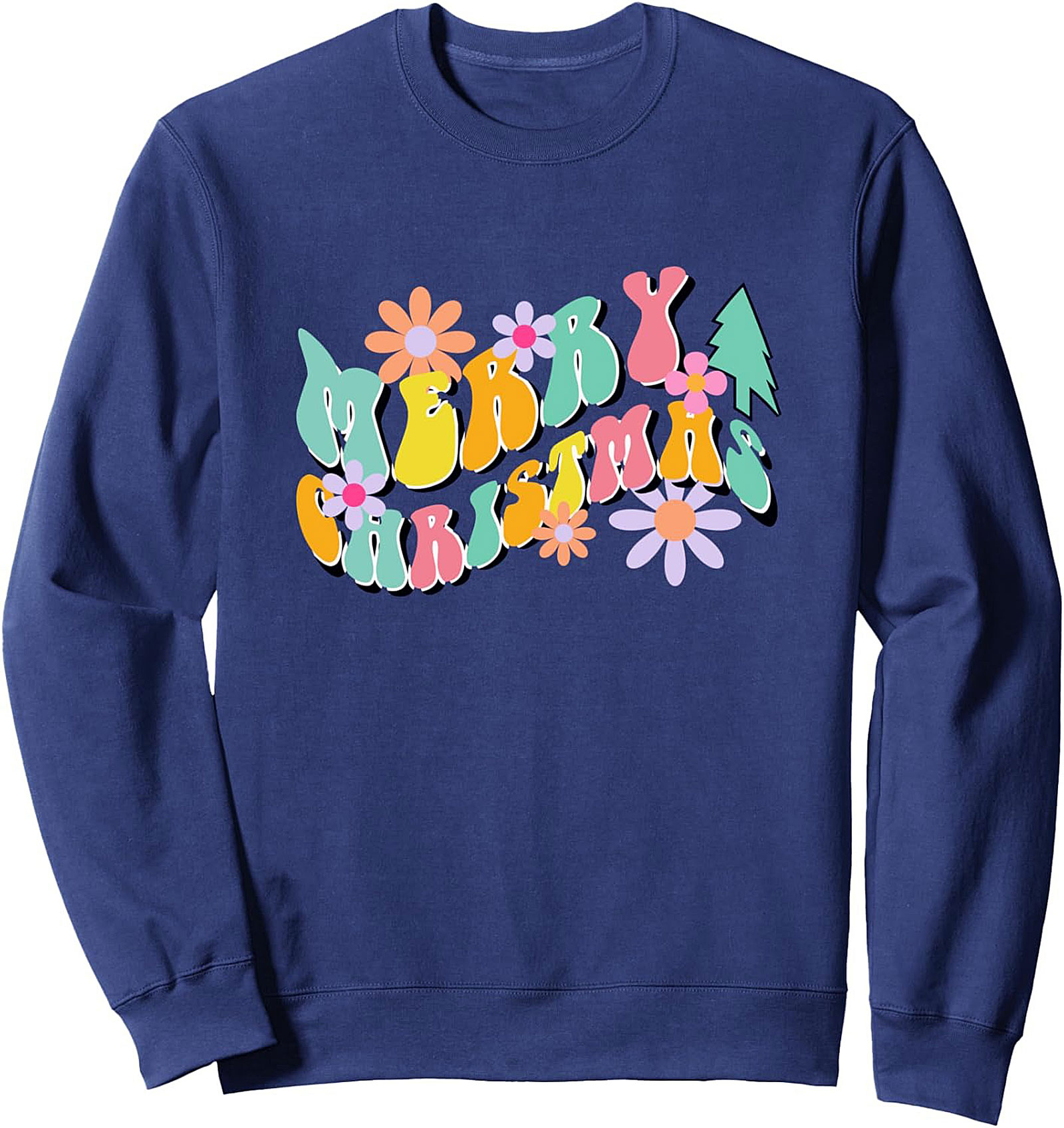Groovy Christmas Crewneck Sweatshirt Retro 70s Style