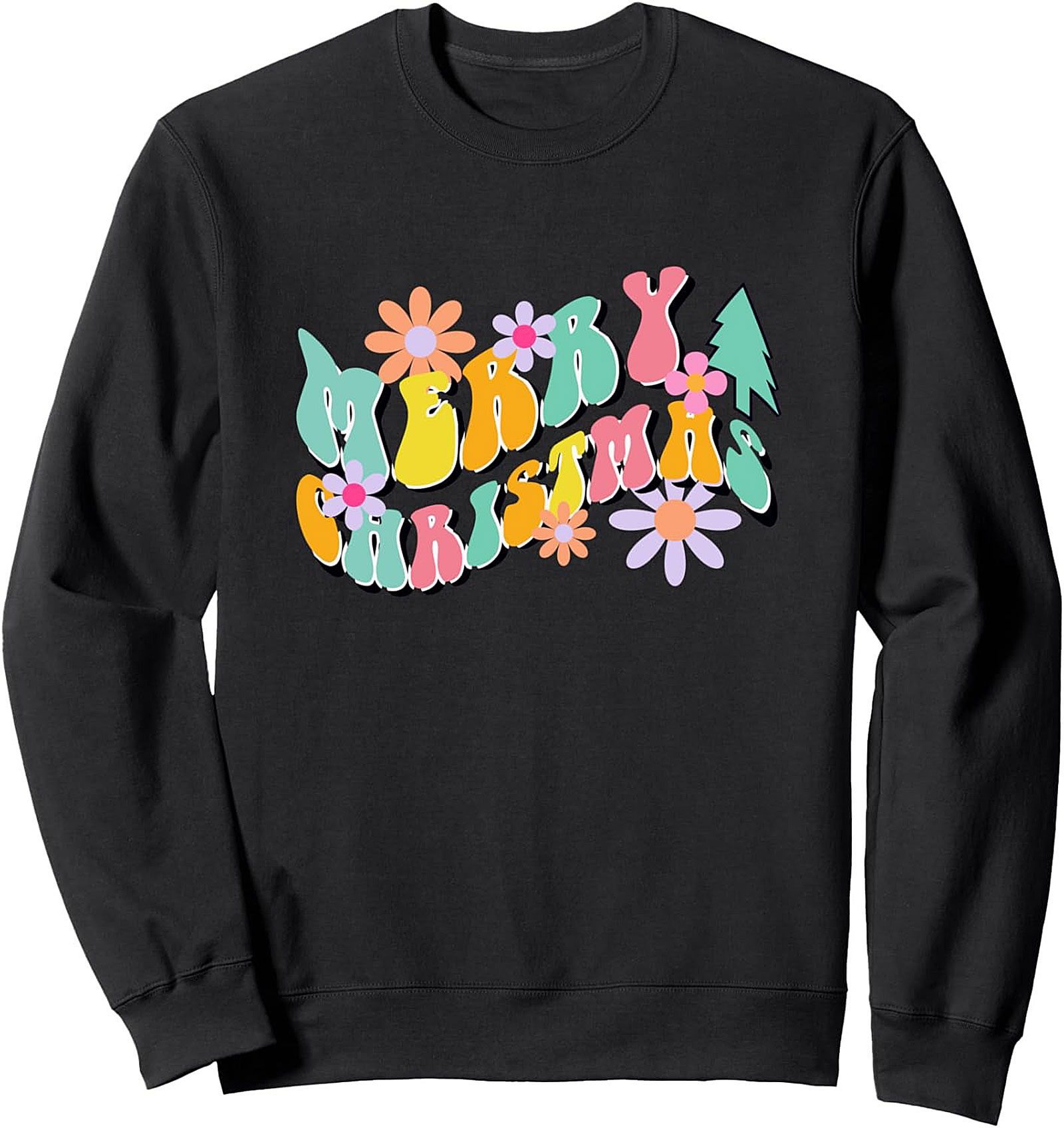 Groovy Christmas Crewneck Sweatshirt Retro 70s Style