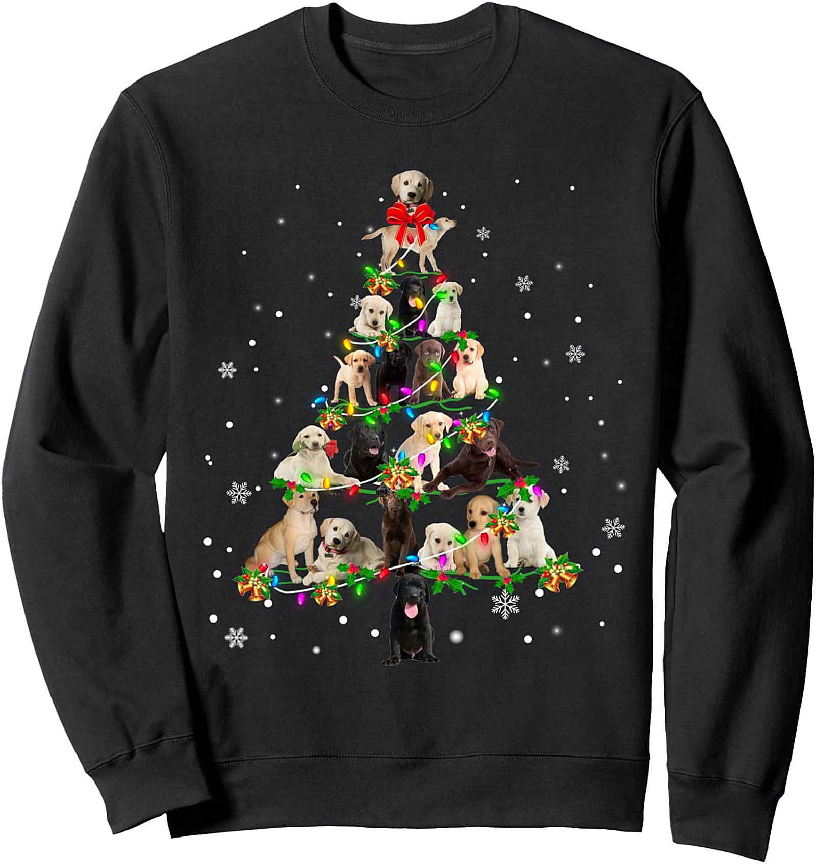 Cozy Labrador Christmas Tree Crewneck Sweatshirt Gift
