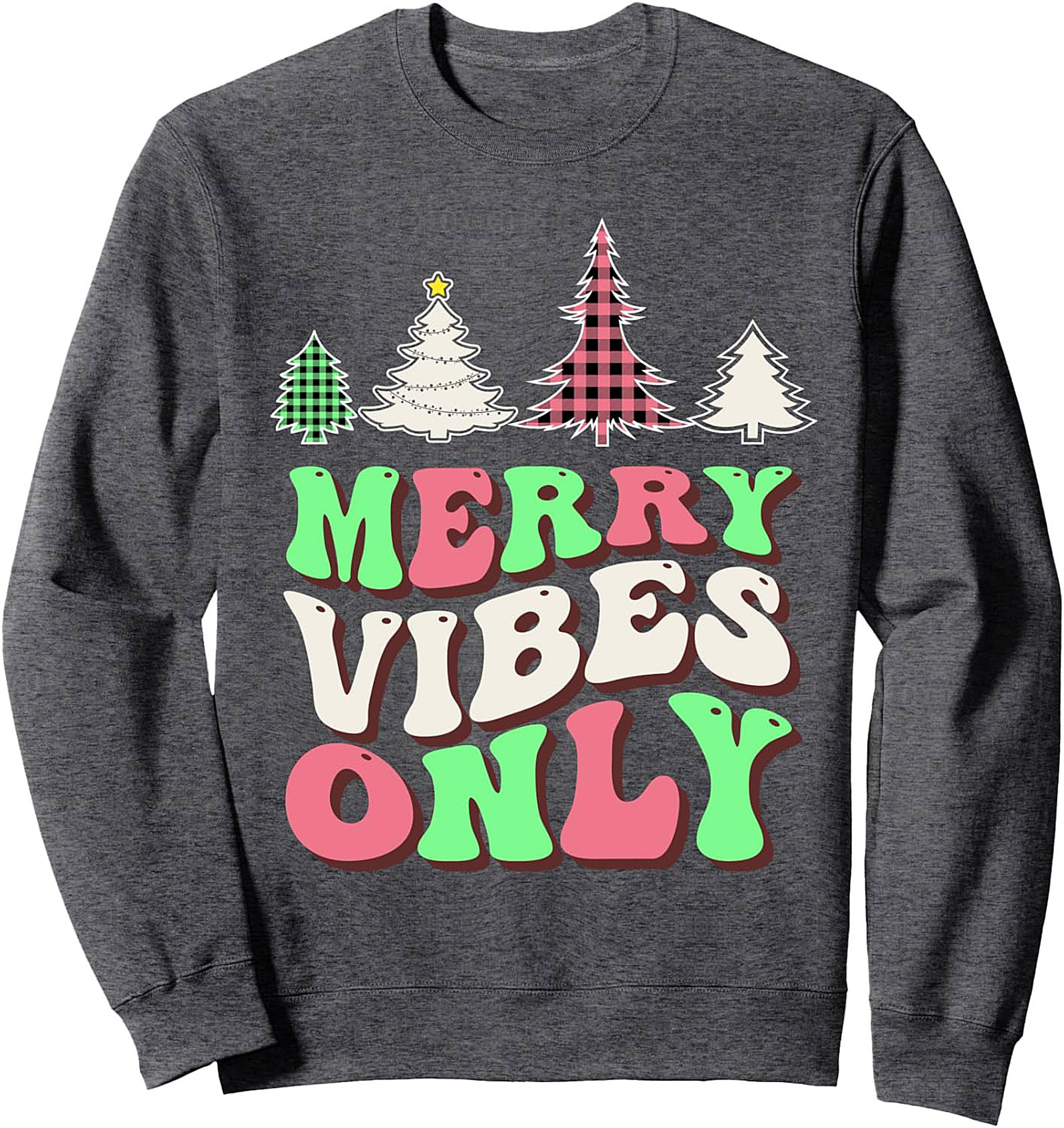 Merry Vibes Only Retro Christmas Crewneck Sweatshirt