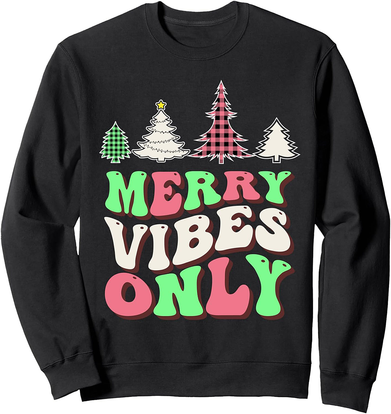 Merry Vibes Only Retro Christmas Crewneck Sweatshirt