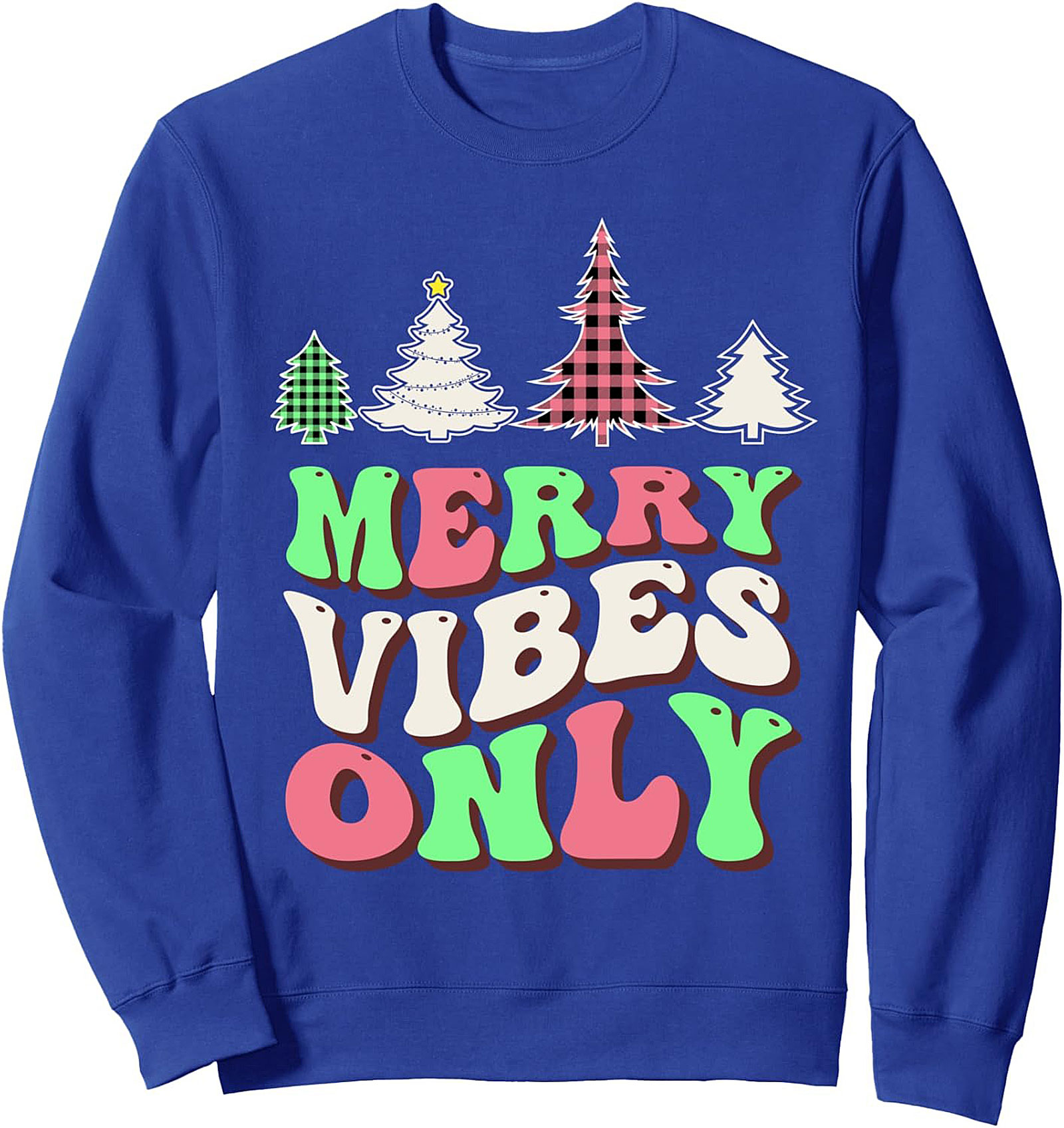 Merry Vibes Only Retro Christmas Crewneck Sweatshirt