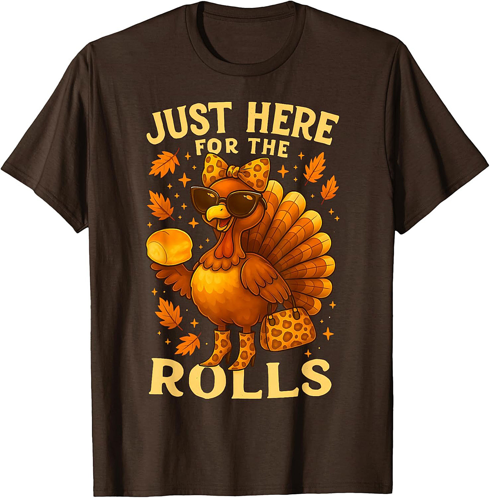 Just Here For The Rolls Funny Thanksgiving Graphic Tee