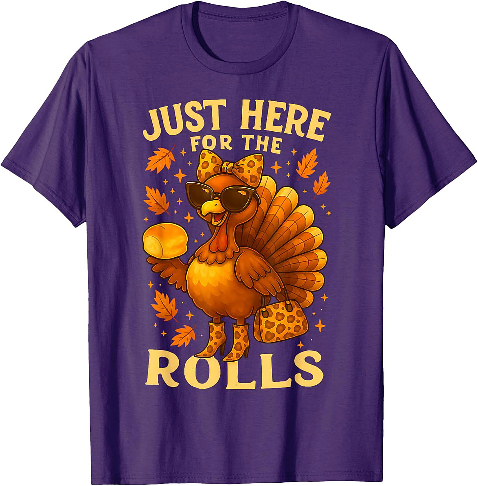 Just Here For The Rolls Funny Thanksgiving Graphic Tee