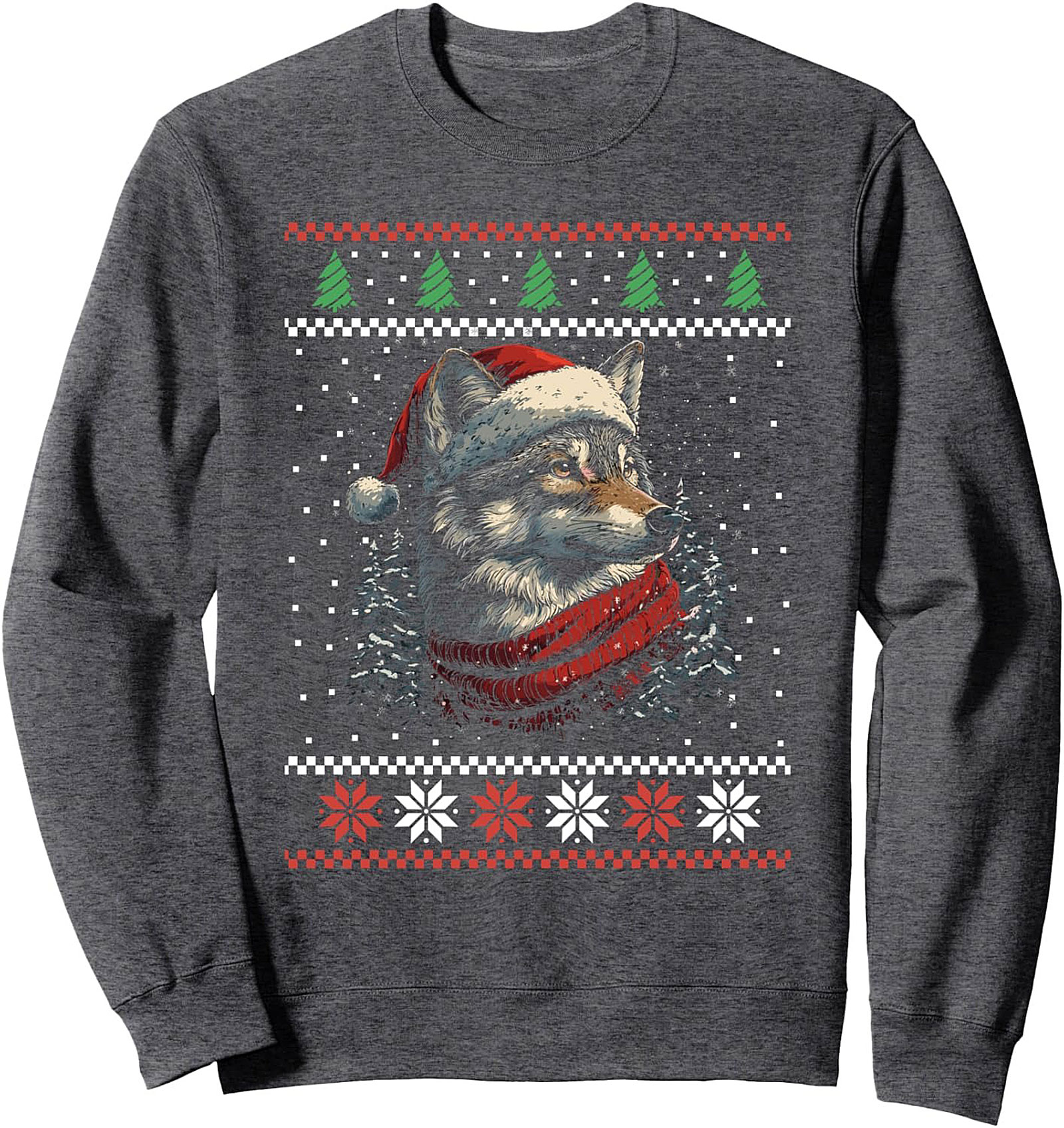 Ugly Christmas Wolf Sweatshirt Crewneck Pullover