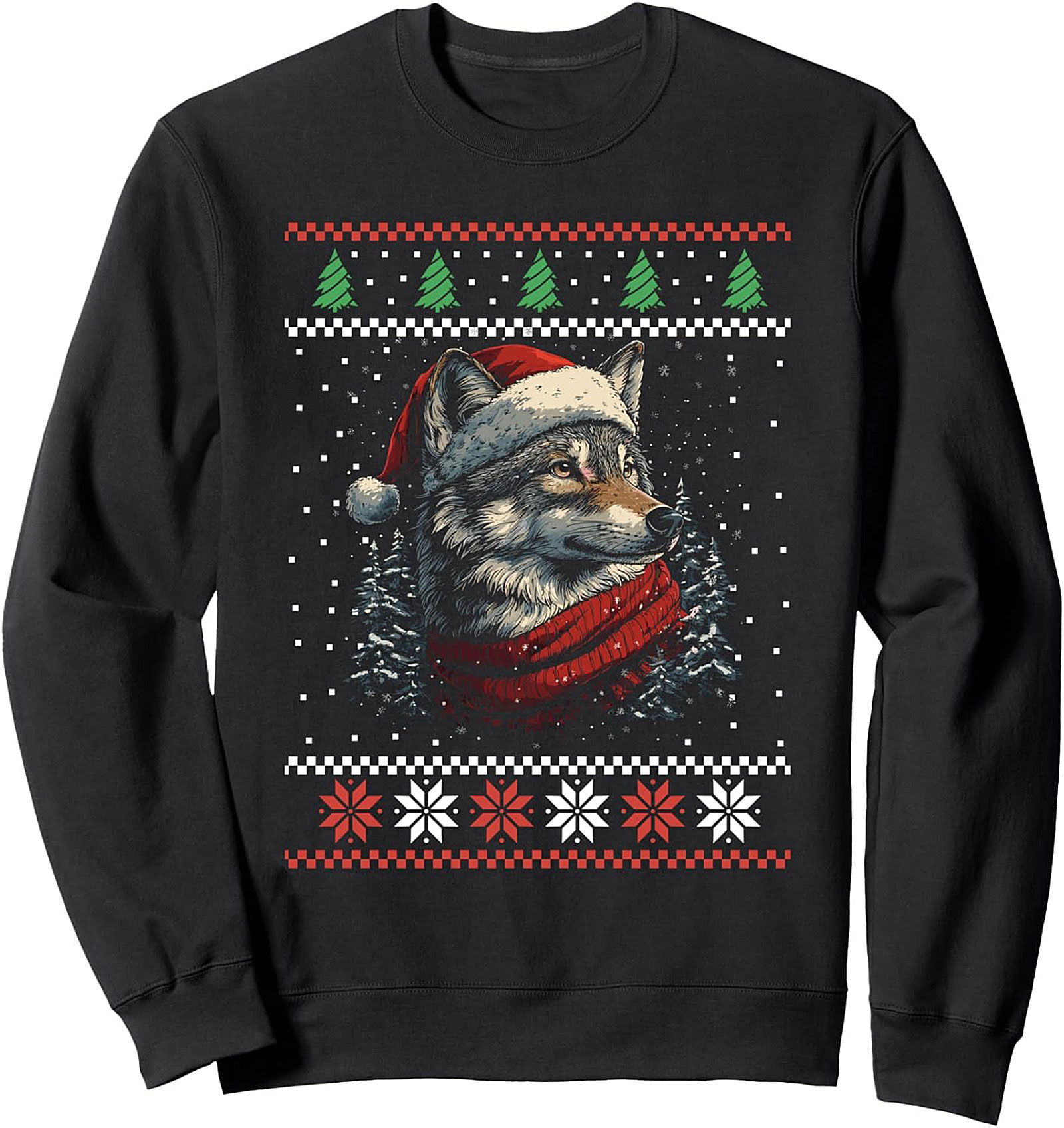 Ugly Christmas Wolf Sweatshirt Crewneck Pullover
