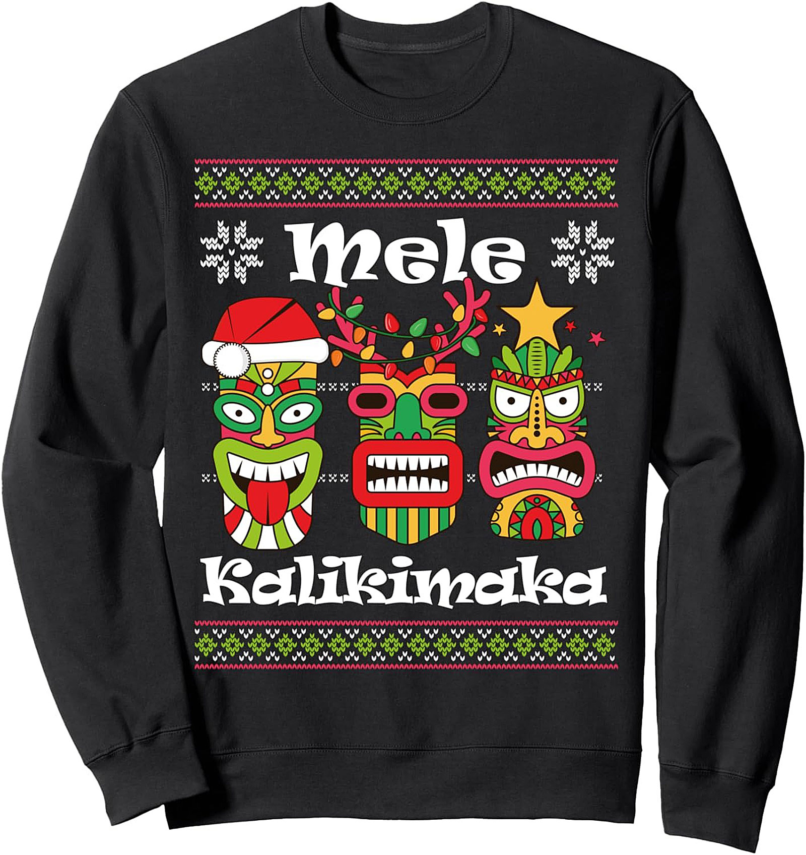 Mele Kalikimaka Tiki Christmas Crewneck Sweatshirt
