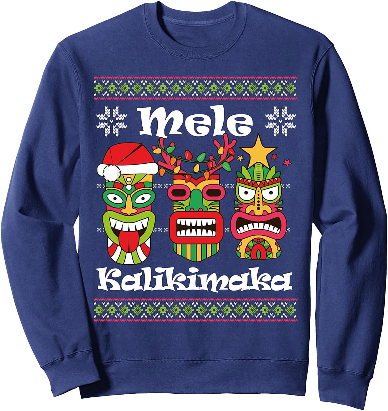 Mele Kalikimaka Tiki Christmas Crewneck Sweatshirt