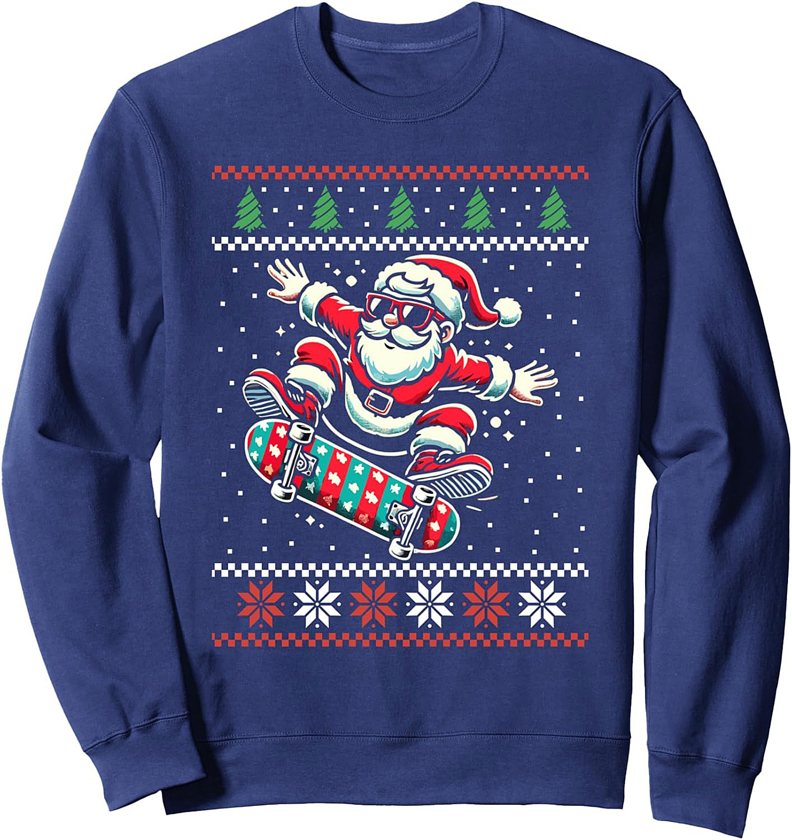 Skater Santa Ugly Christmas Crewneck Sweatshirt | Pullover