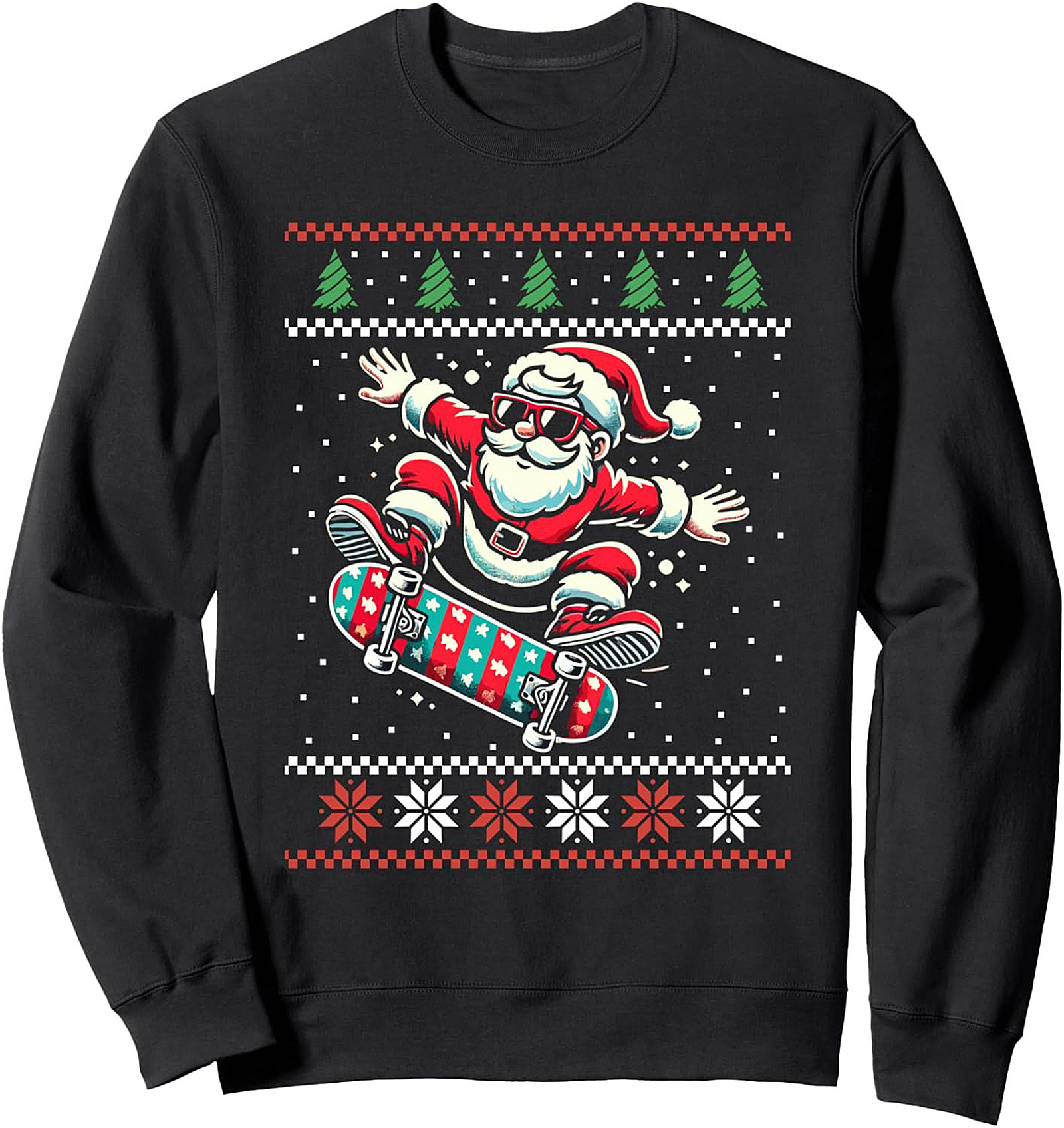 Skater Santa Ugly Christmas Crewneck Sweatshirt | Pullover