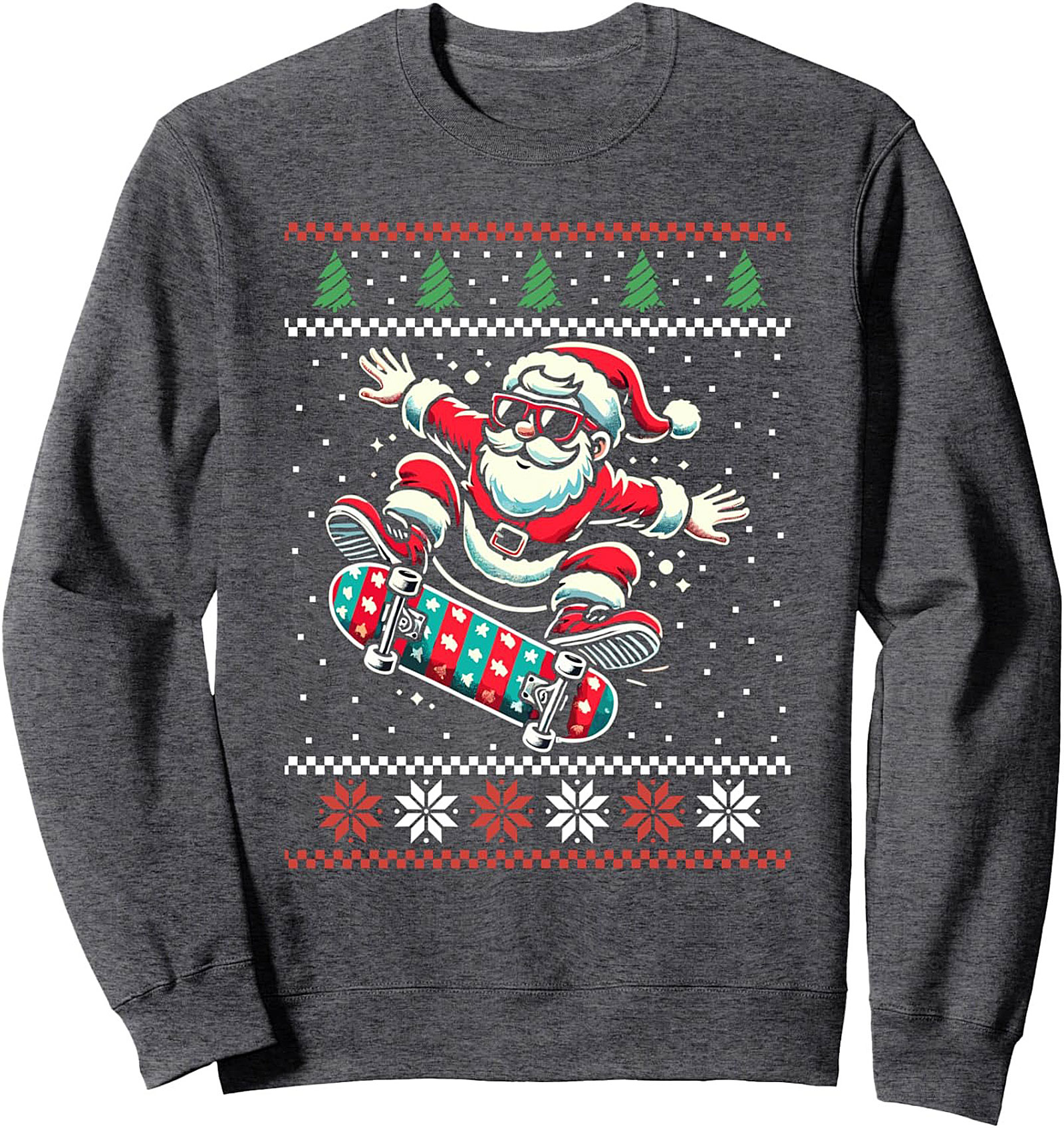 Skater Santa Ugly Christmas Crewneck Sweatshirt | Pullover