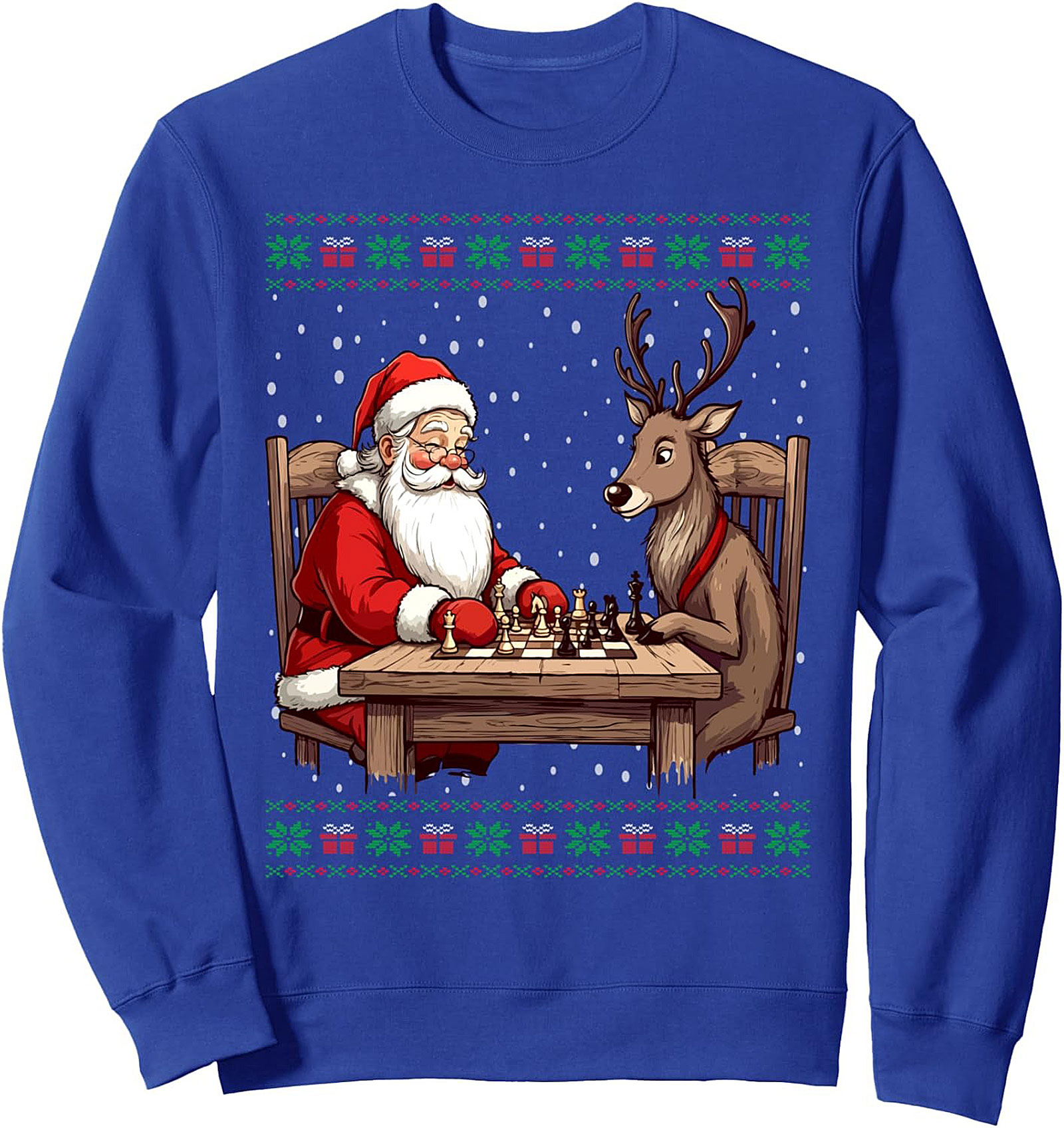 Funny Santa Chess Crewneck Sweatshirt Holiday Pullover