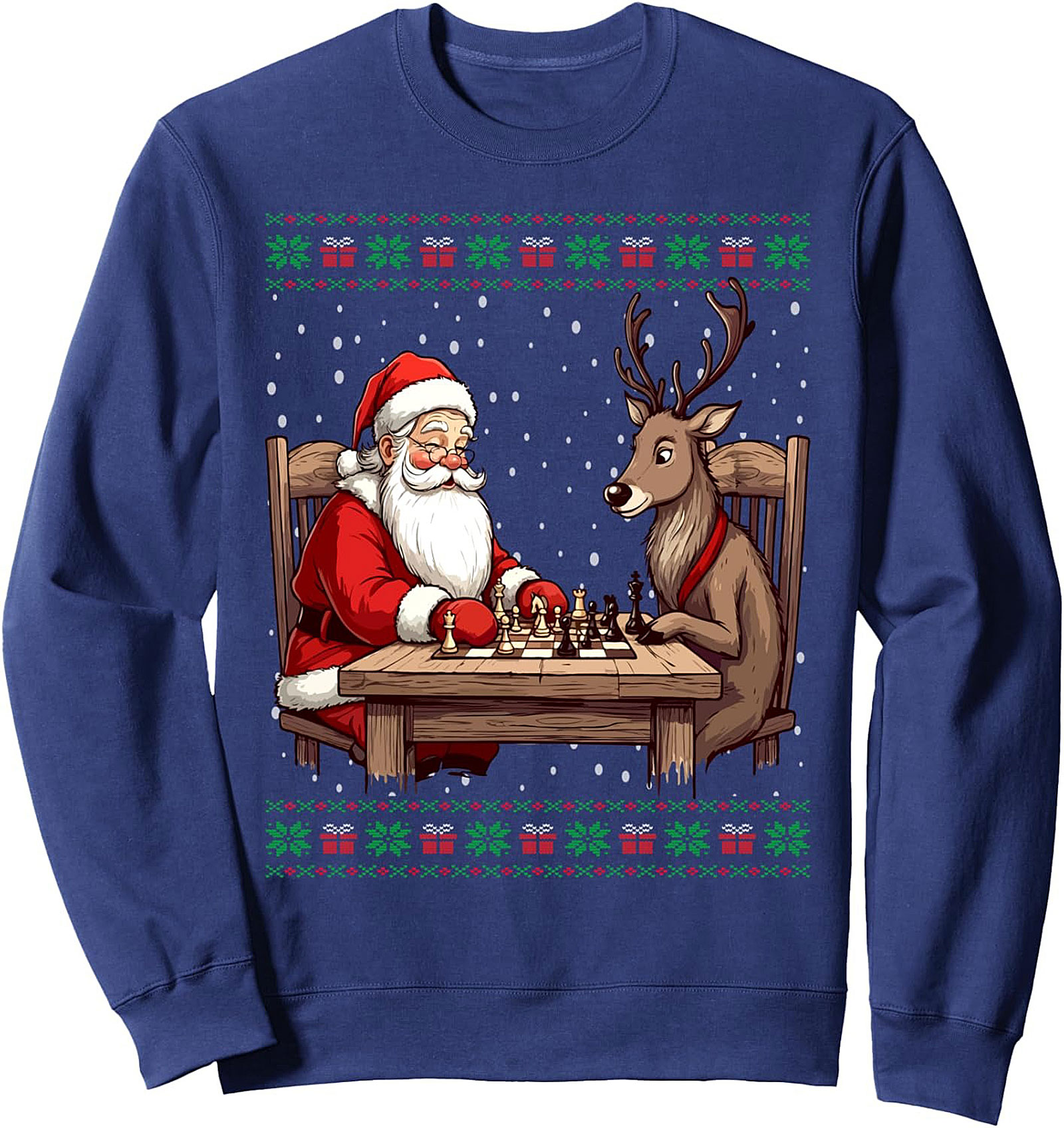 Funny Santa Chess Crewneck Sweatshirt Holiday Pullover