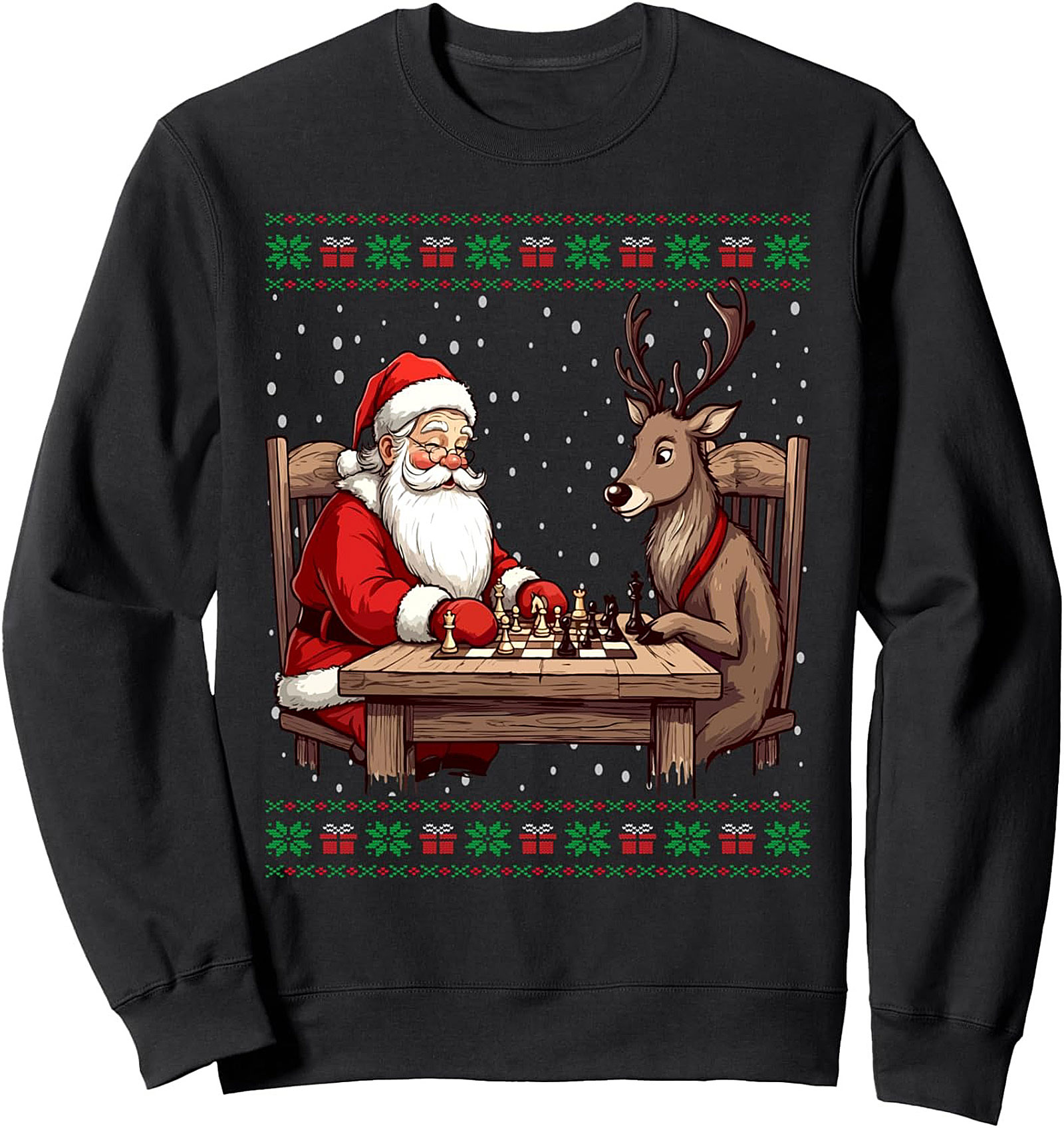 Funny Santa Chess Crewneck Sweatshirt Holiday Pullover