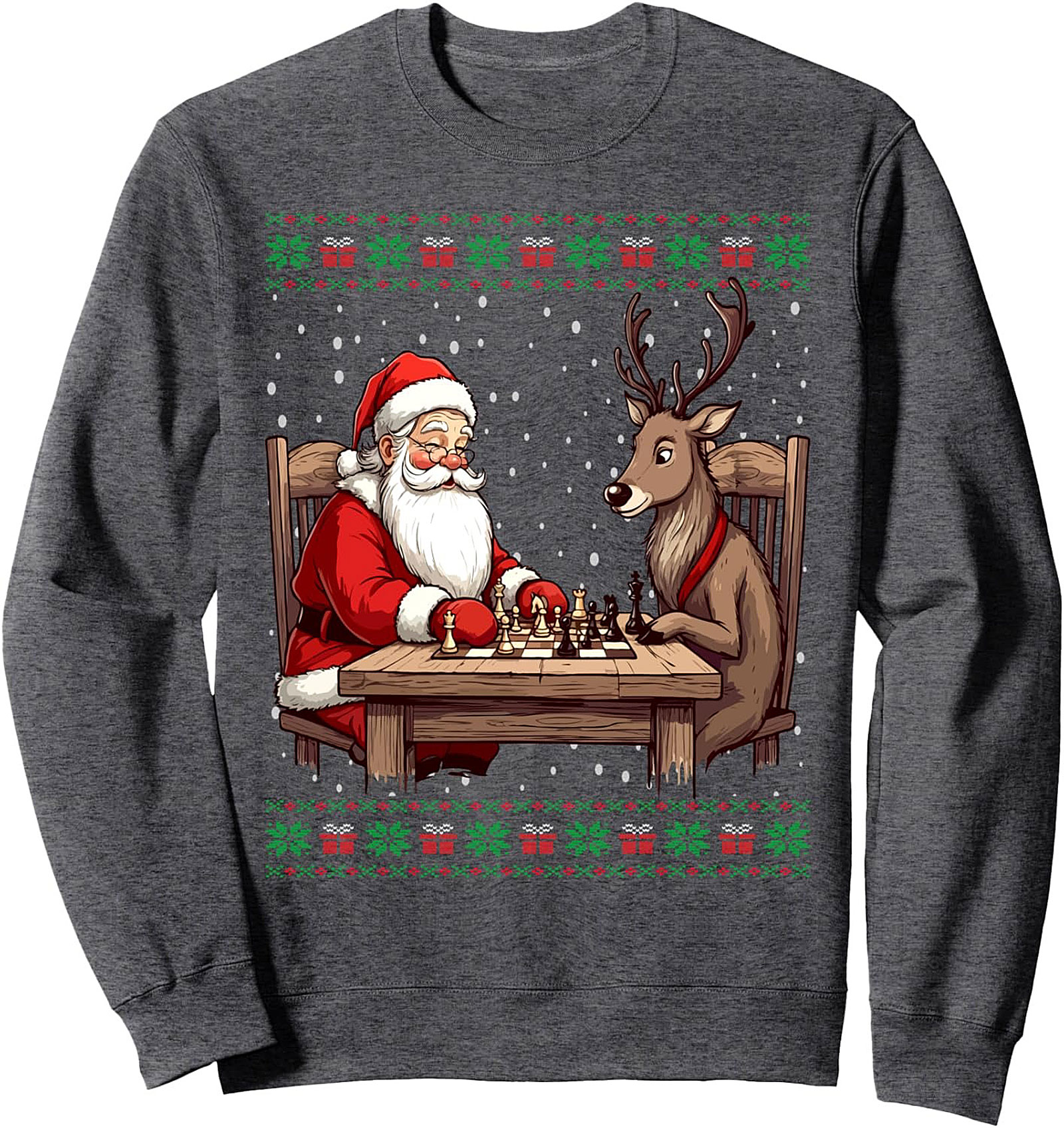 Funny Santa Chess Crewneck Sweatshirt Holiday Pullover