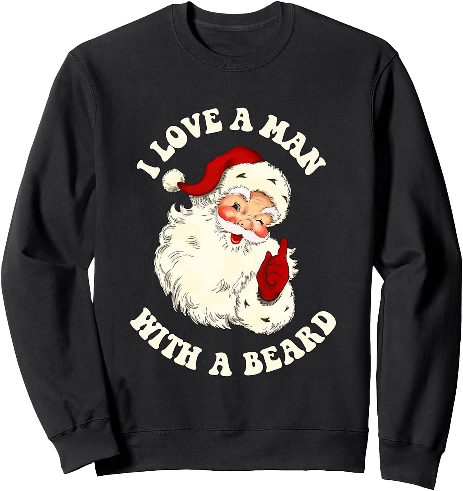 Funny Santa Crewneck Sweatshirt Beard Lover Gift
