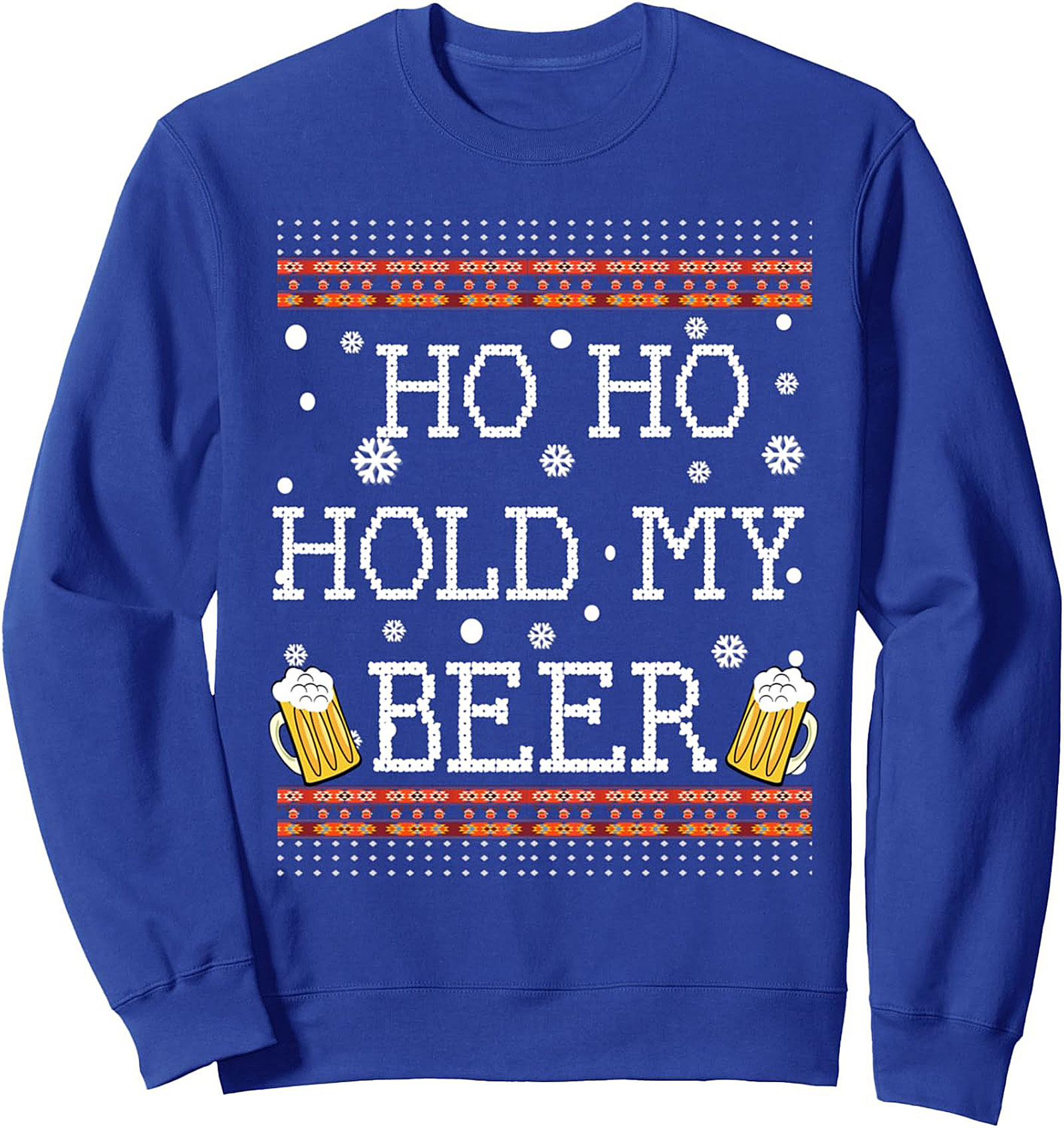 Funny Ho Ho Hold My Beer Ugly Christmas Beer Sweatshirt