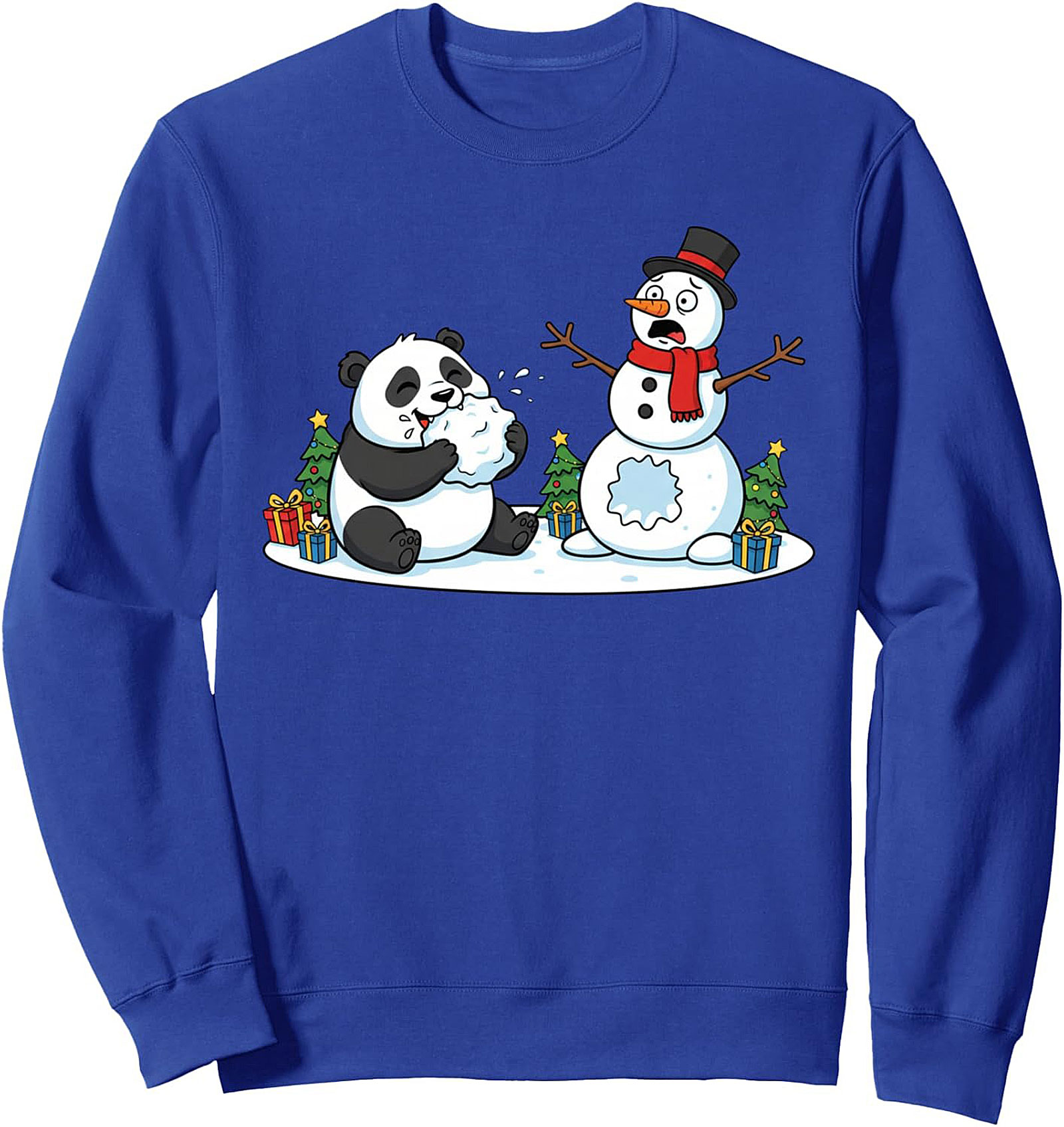 Funny Christmas Panda Crewneck Sweatshirt Snowman Eater