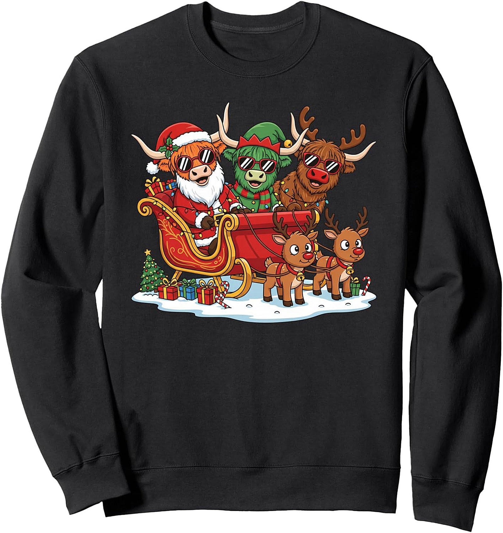 Funny Highland Cow Christmas Sweatshirt Crewneck