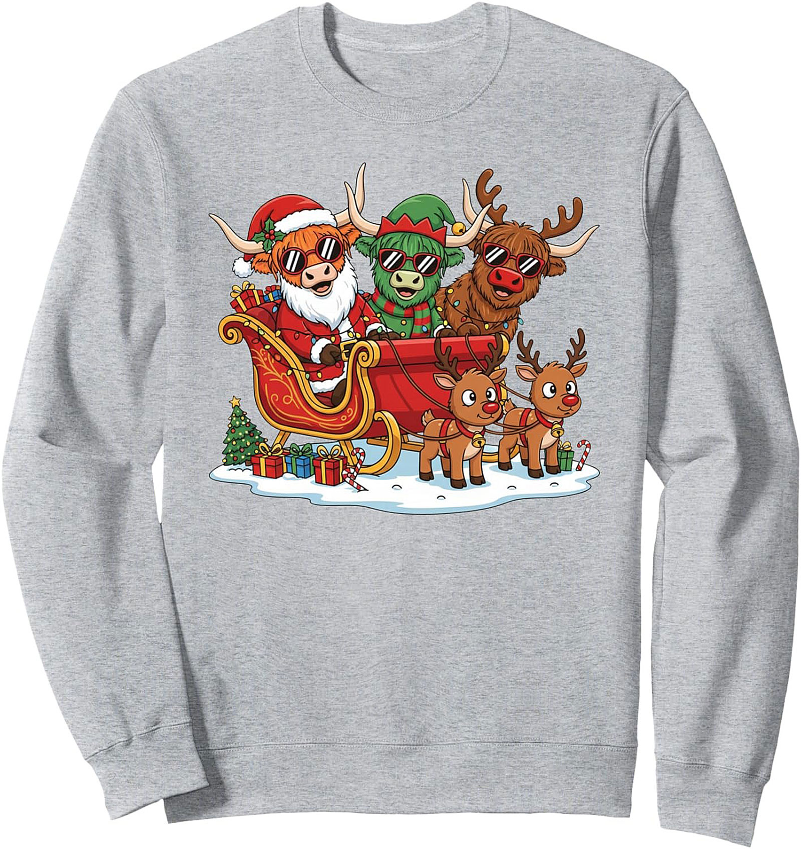 Funny Highland Cow Christmas Sweatshirt Crewneck