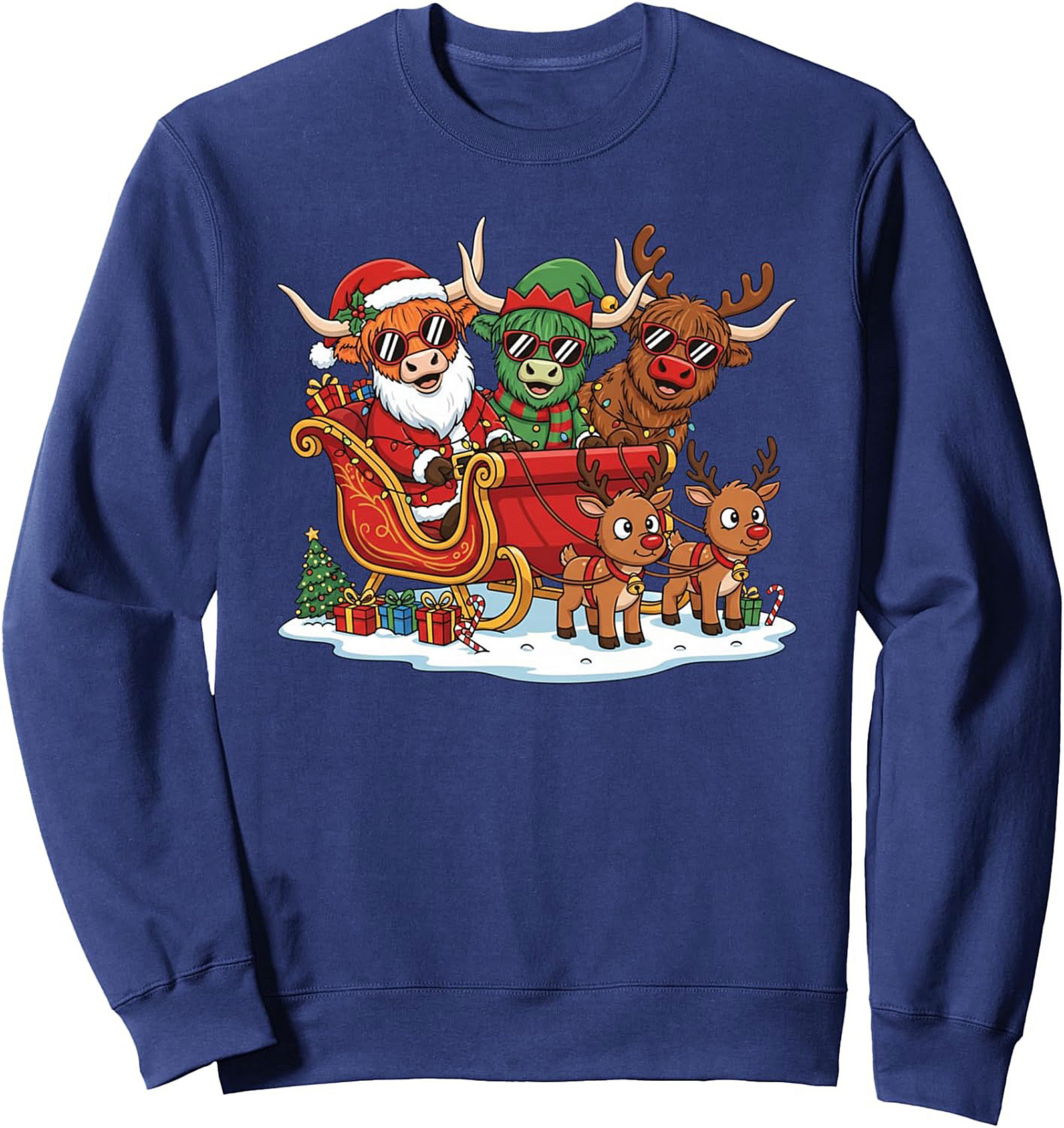 Funny Highland Cow Christmas Sweatshirt Crewneck