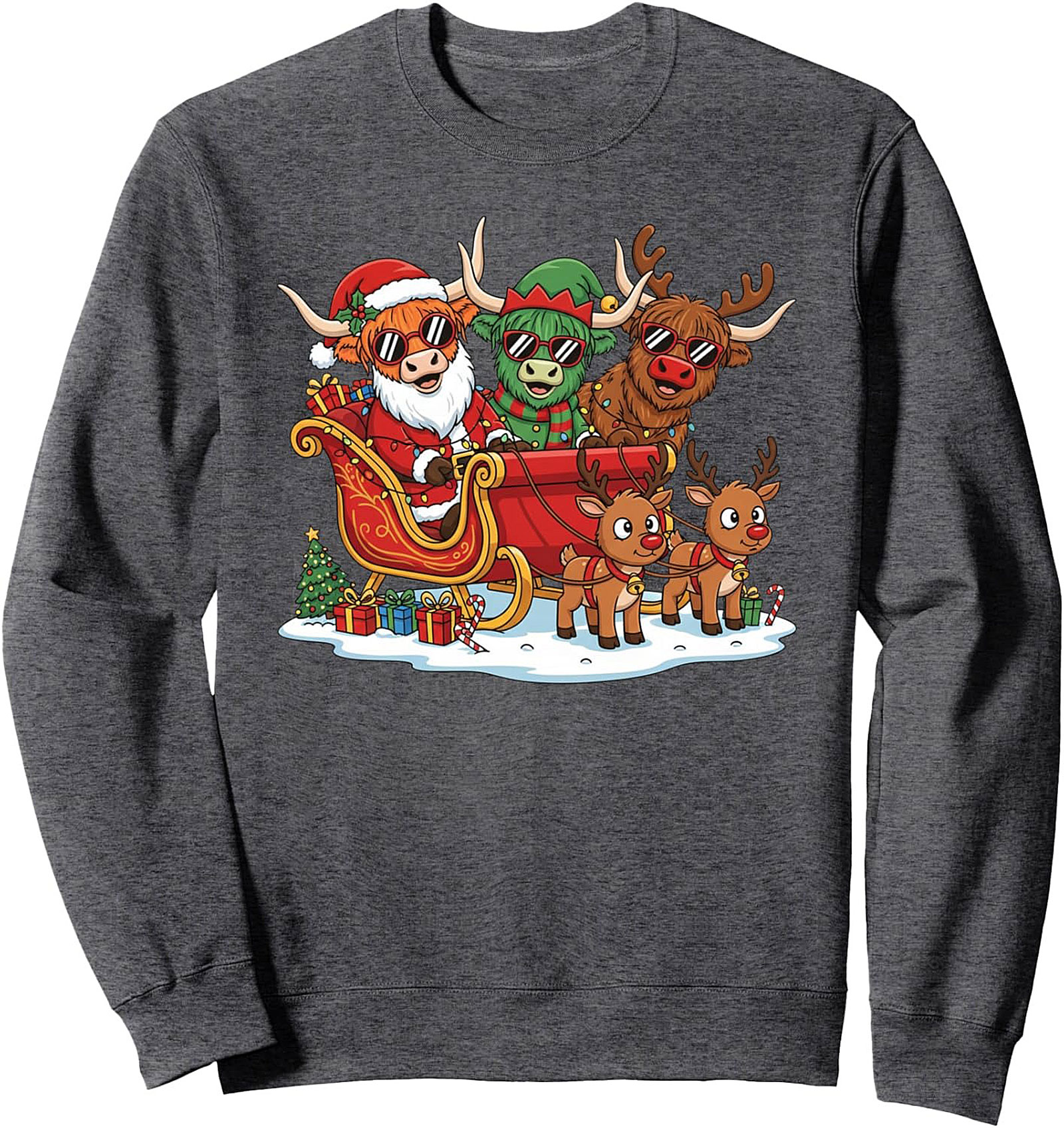 Funny Highland Cow Christmas Sweatshirt Crewneck