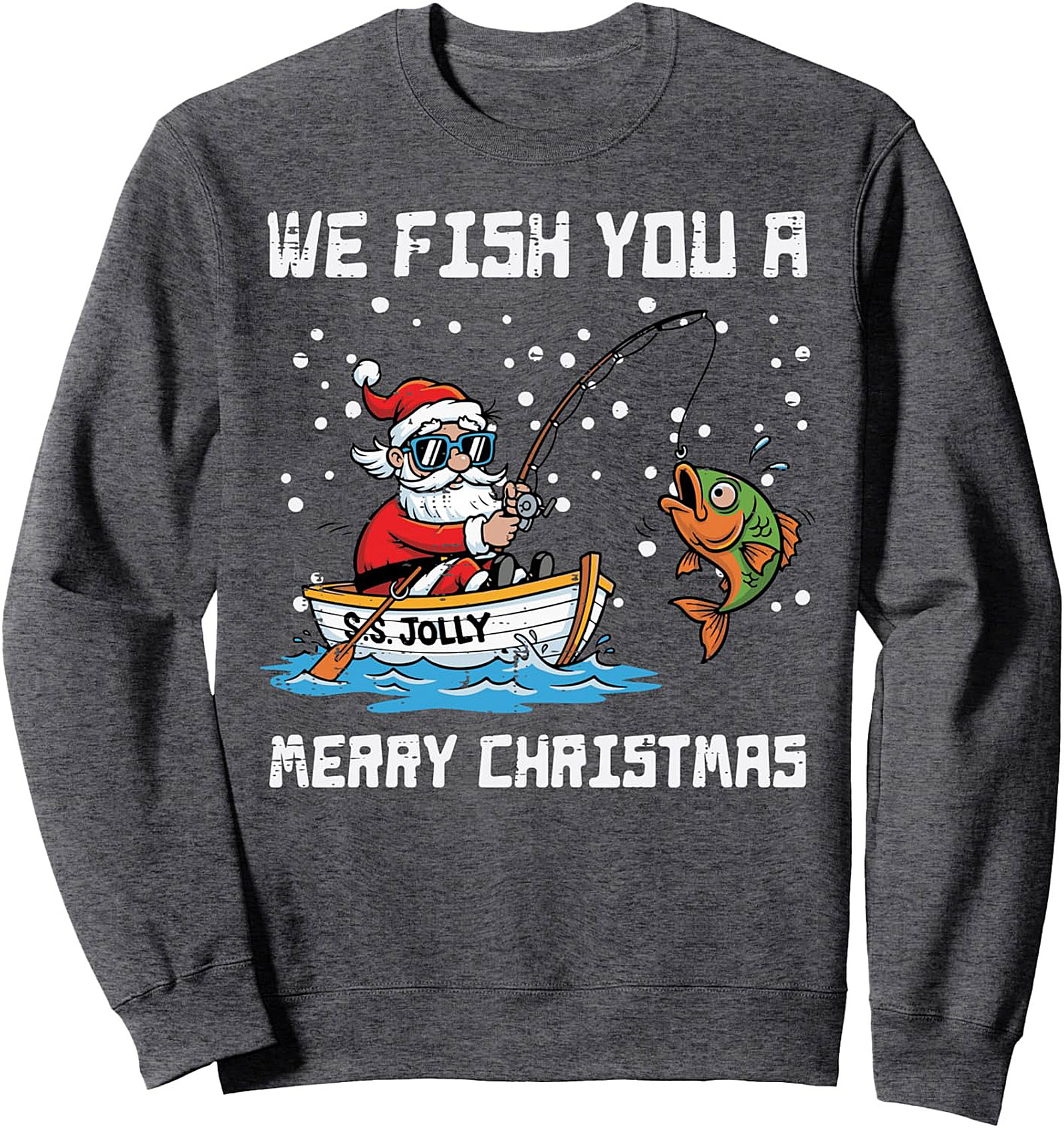 Funny Santa Fishing Christmas Crewneck Sweatshirt