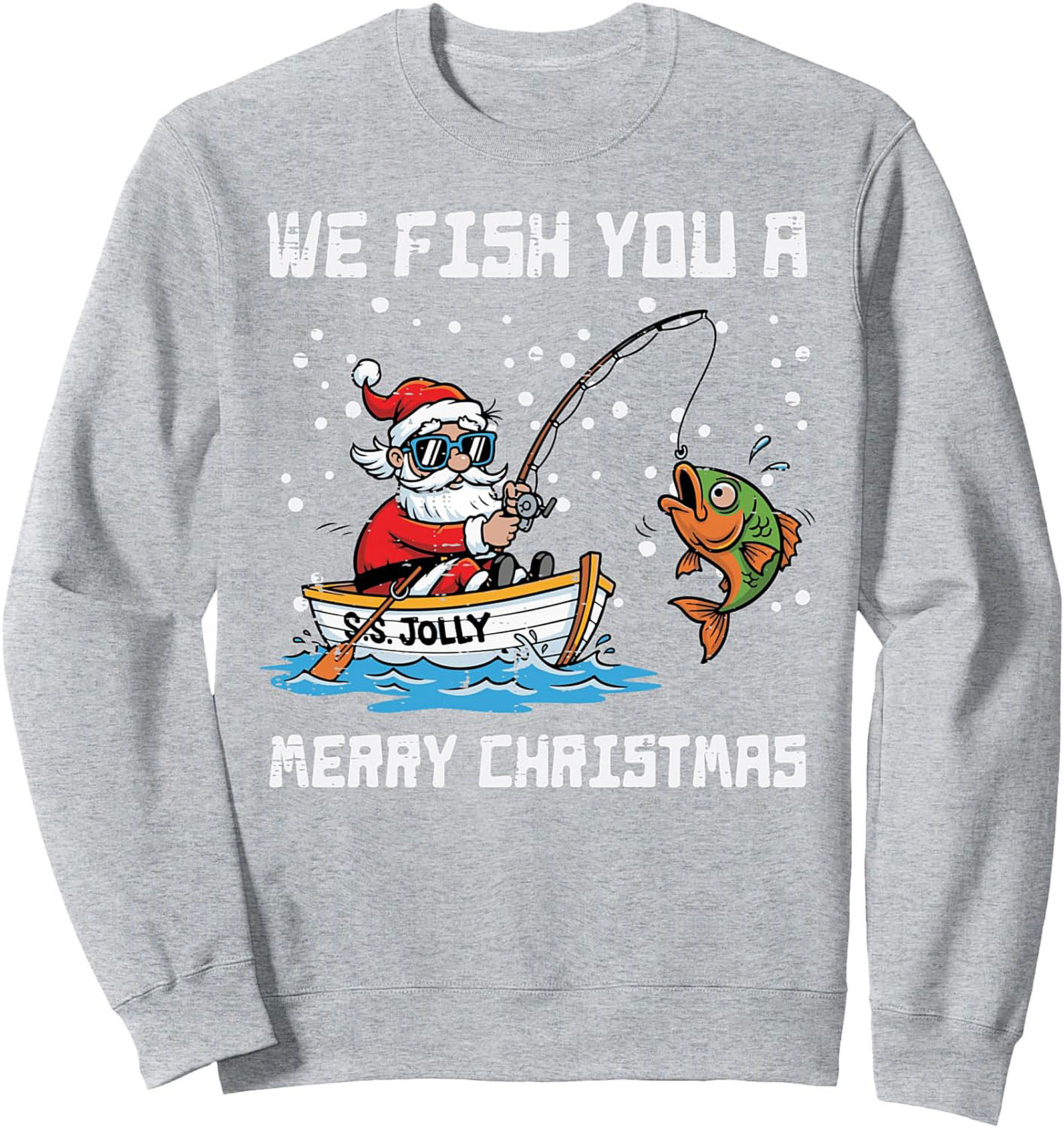 Funny Santa Fishing Christmas Crewneck Sweatshirt