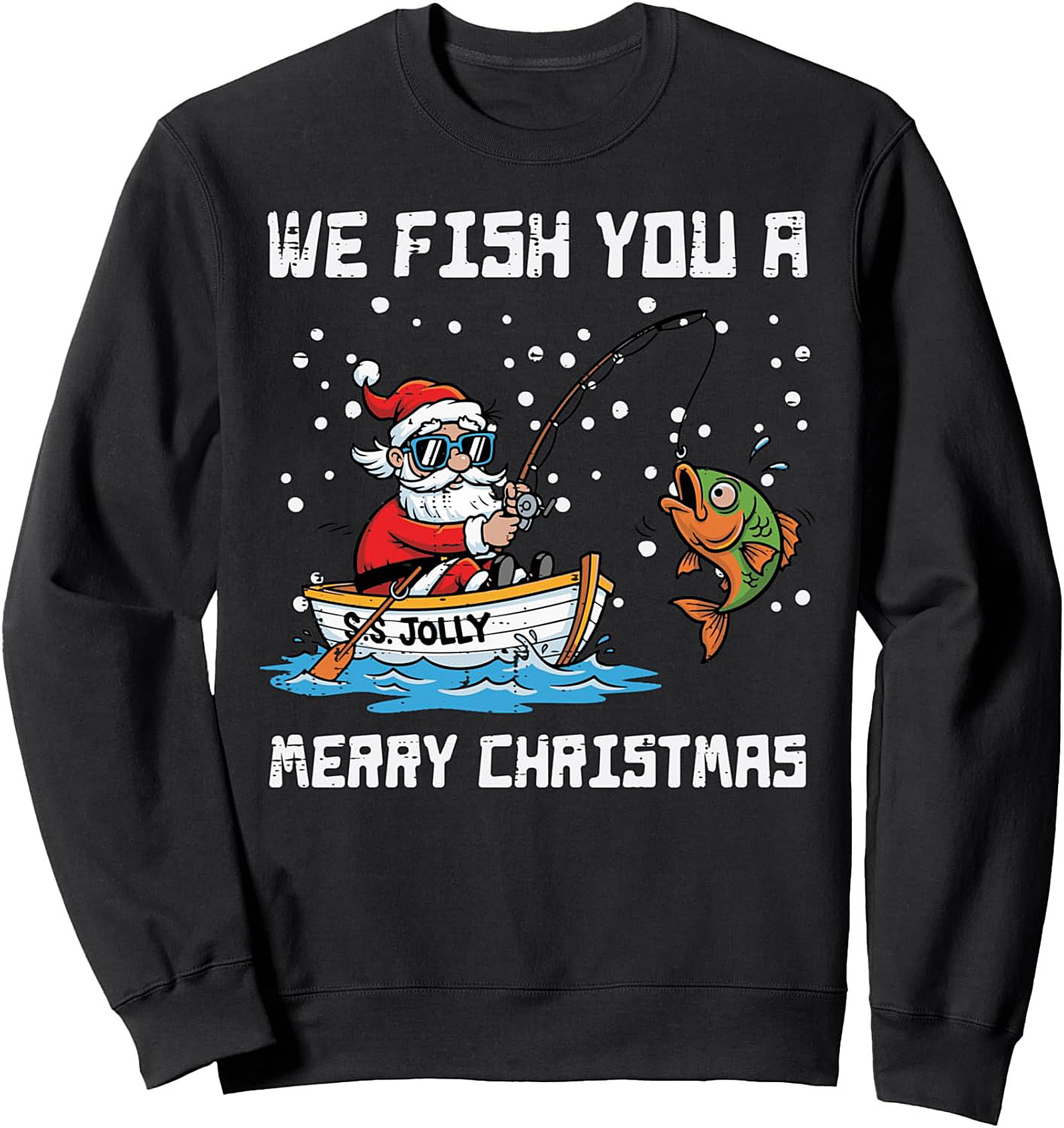 Funny Santa Fishing Christmas Crewneck Sweatshirt