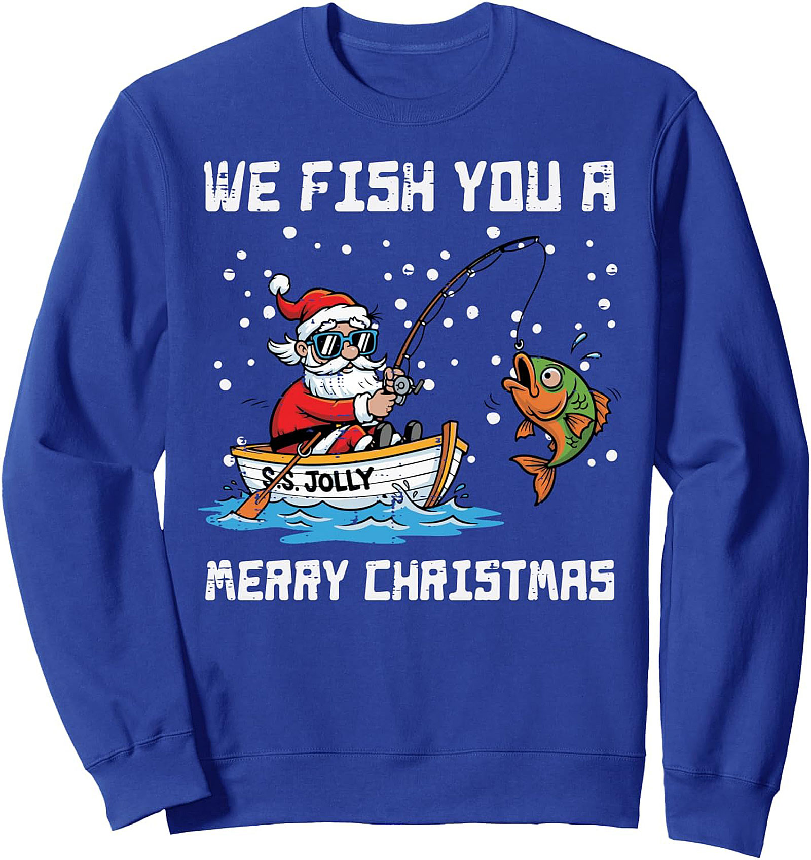 Funny Santa Fishing Christmas Crewneck Sweatshirt