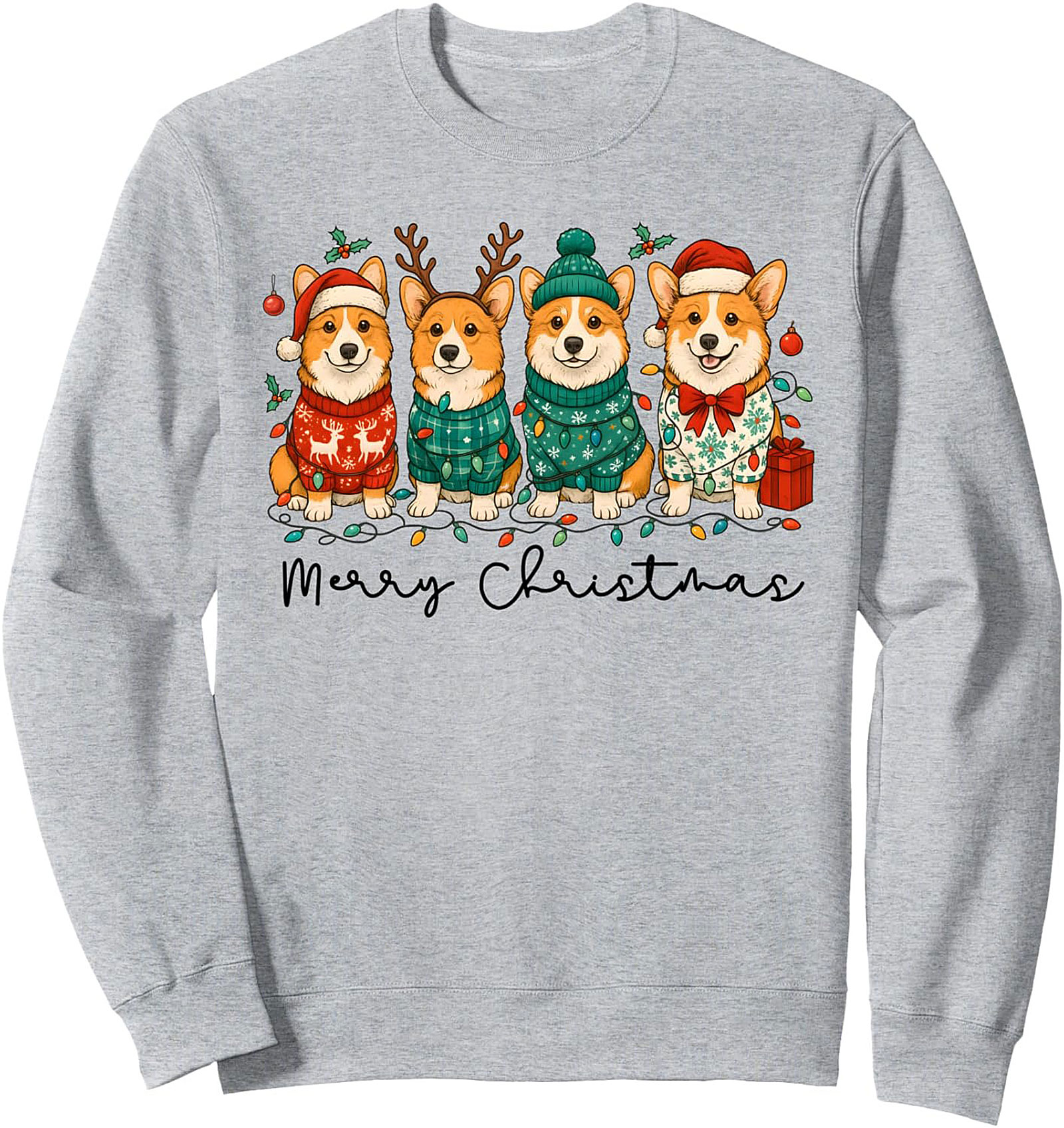 Cozy Christmas Corgi Sweatshirt Holiday Crewneck Pullover