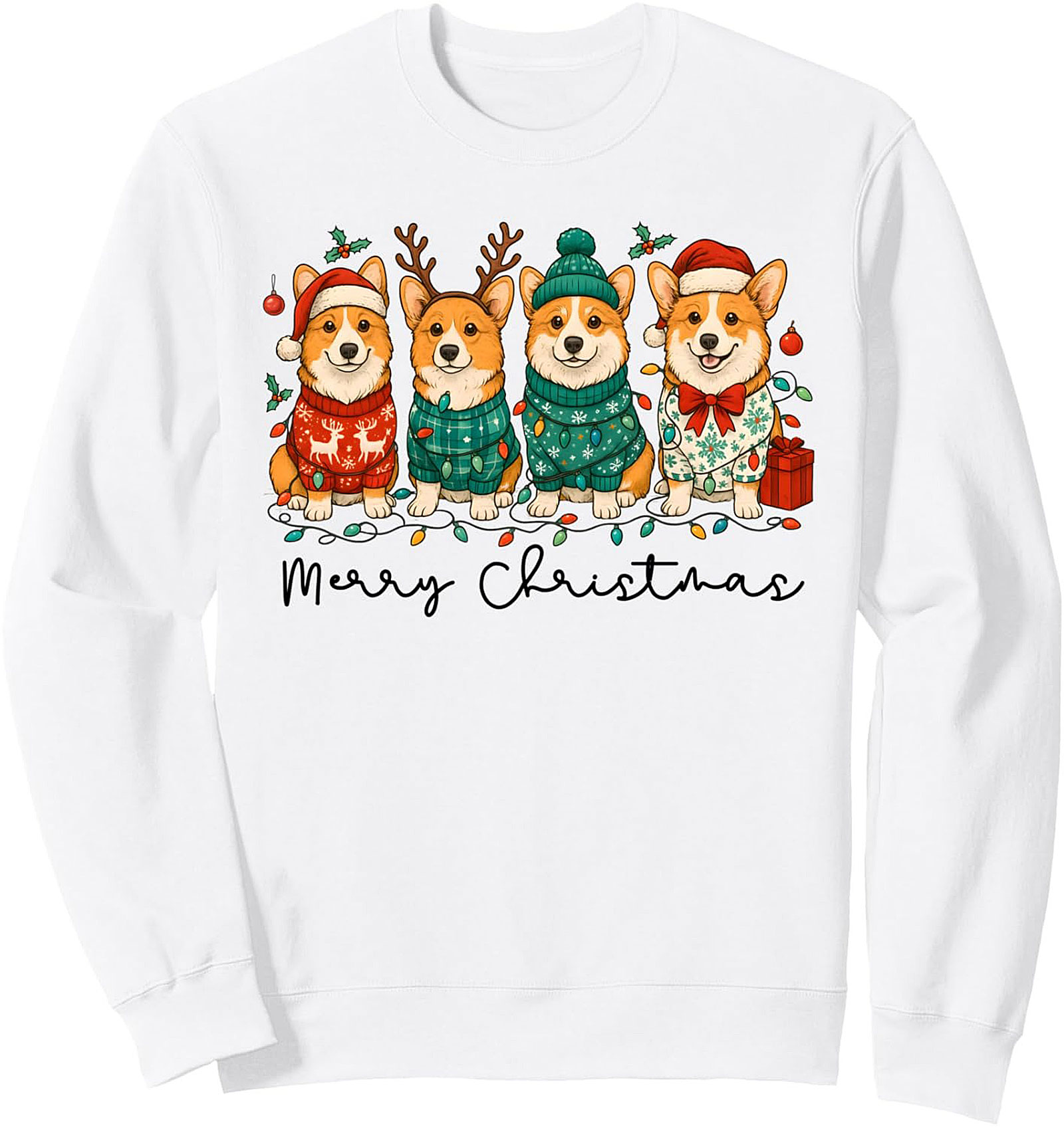 Cozy Christmas Corgi Sweatshirt Holiday Crewneck Pullover