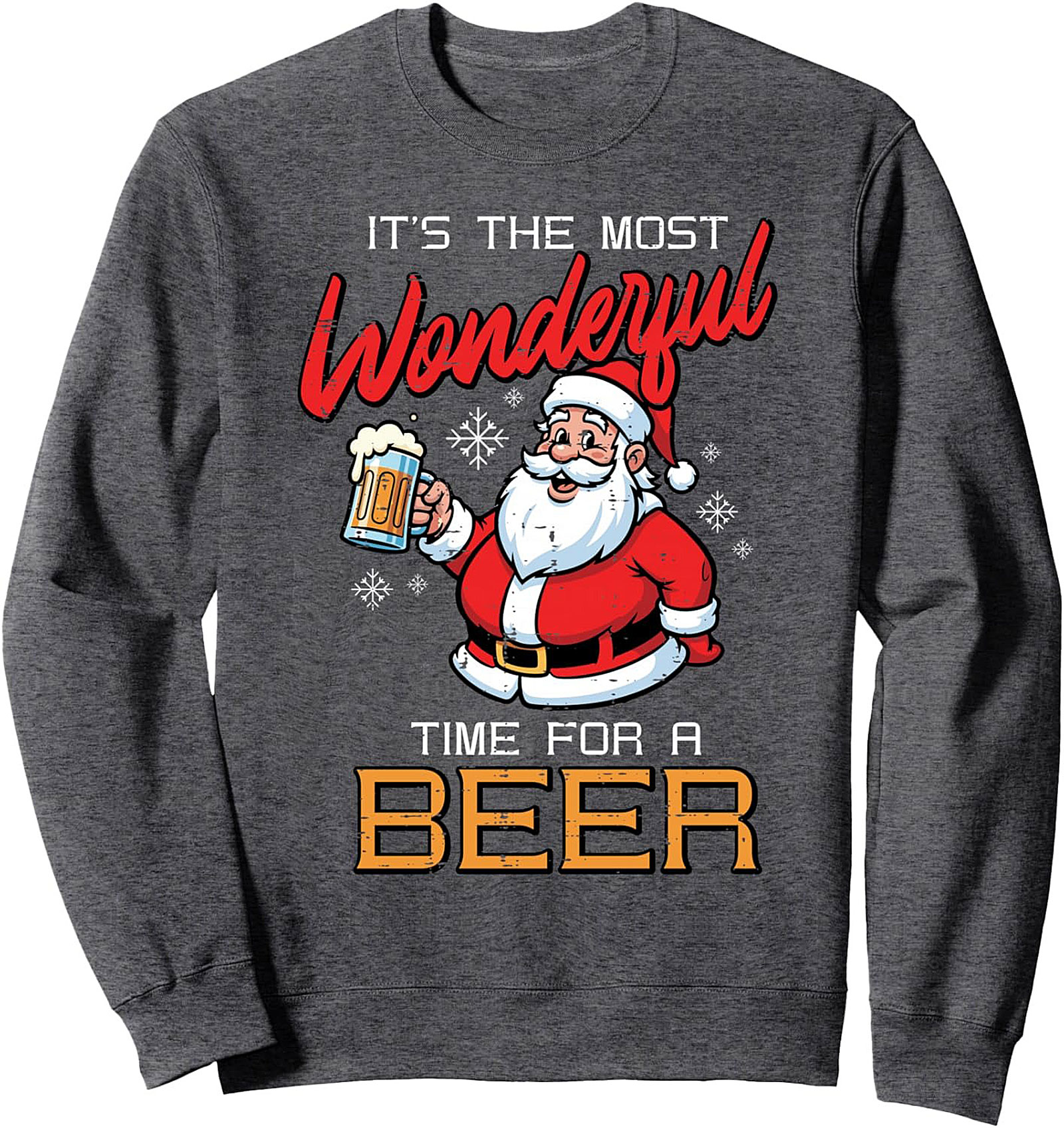 Funny Christmas Beer Sweatshirt Santa Crewneck Pullover