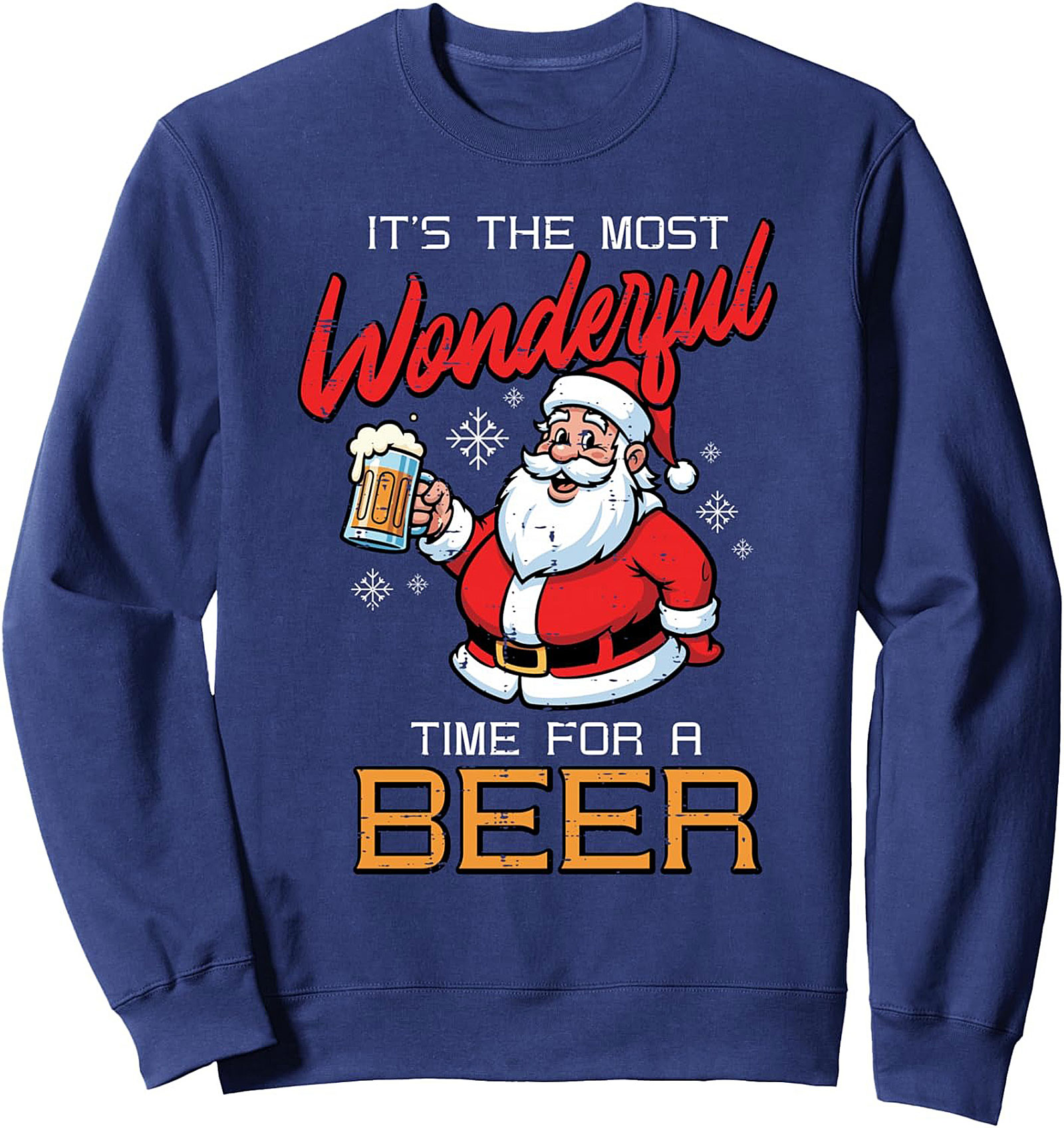 Funny Christmas Beer Sweatshirt Santa Crewneck Pullover