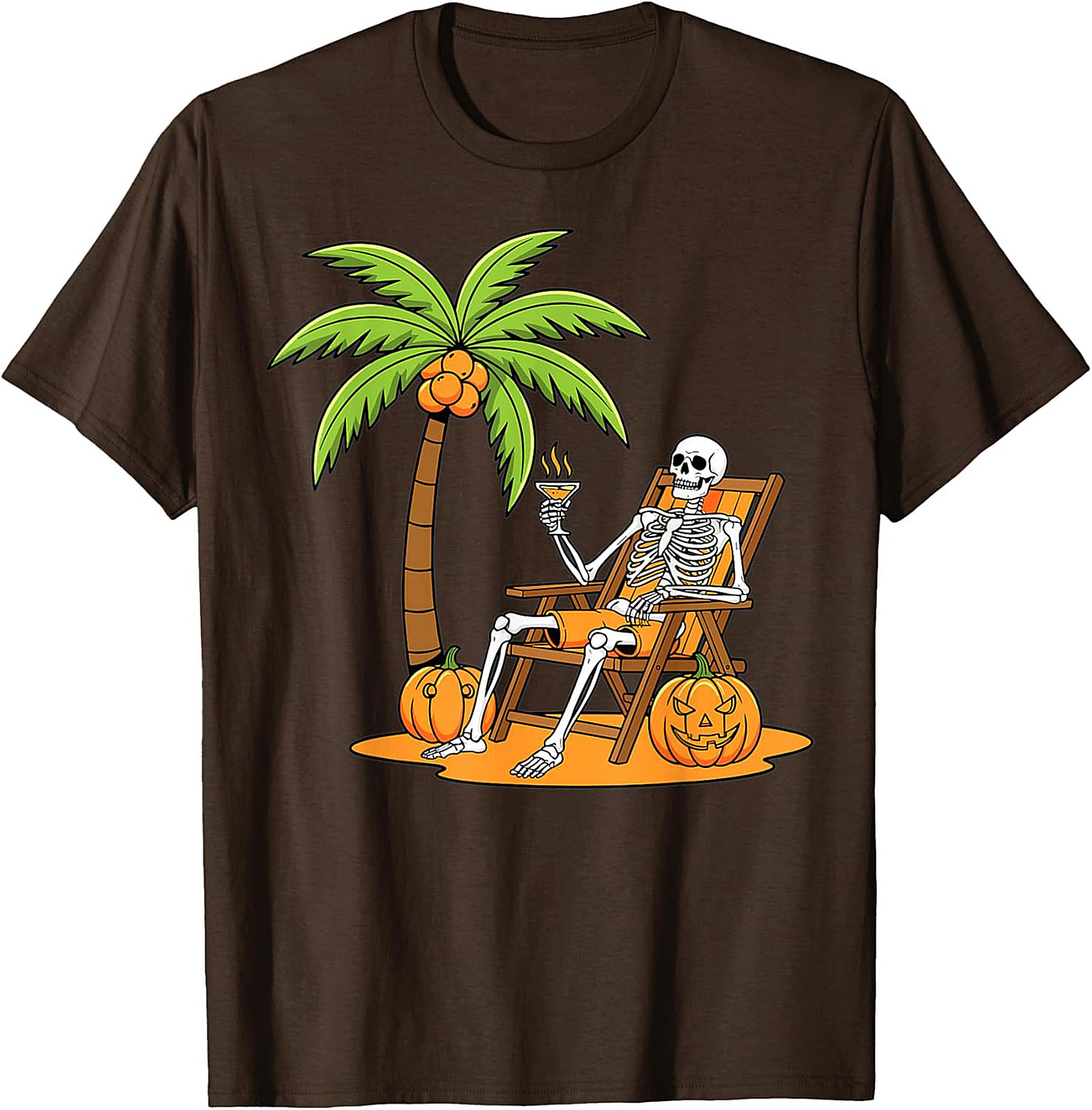 Funny Skeleton Beach Vacation Graphic Tee | Halloween Shirt